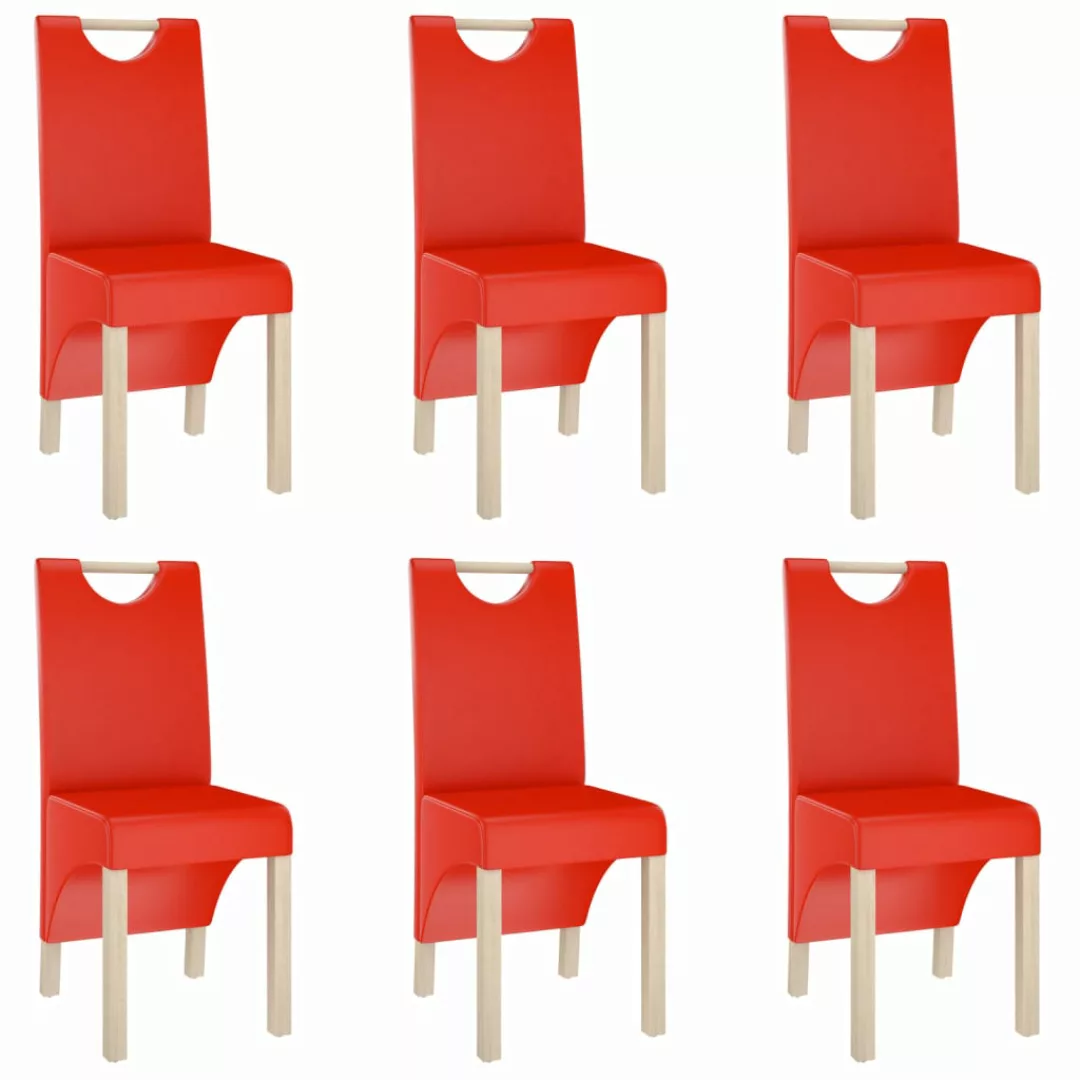 Esszimmerstühle 6 Stk. Rot Kunstleder günstig online kaufen