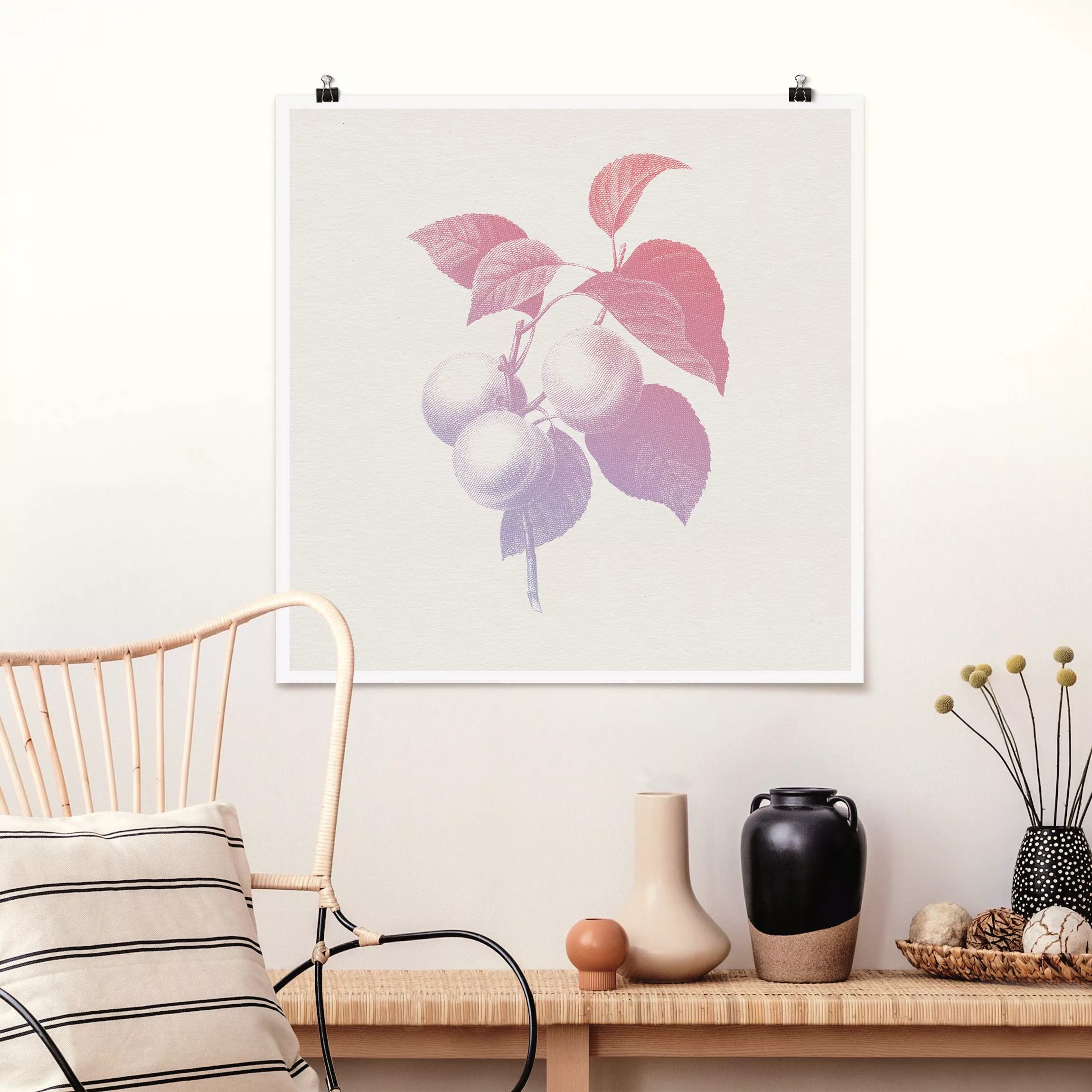 Poster Modern Vintage Botanik Pfirsich Rosa Violett günstig online kaufen