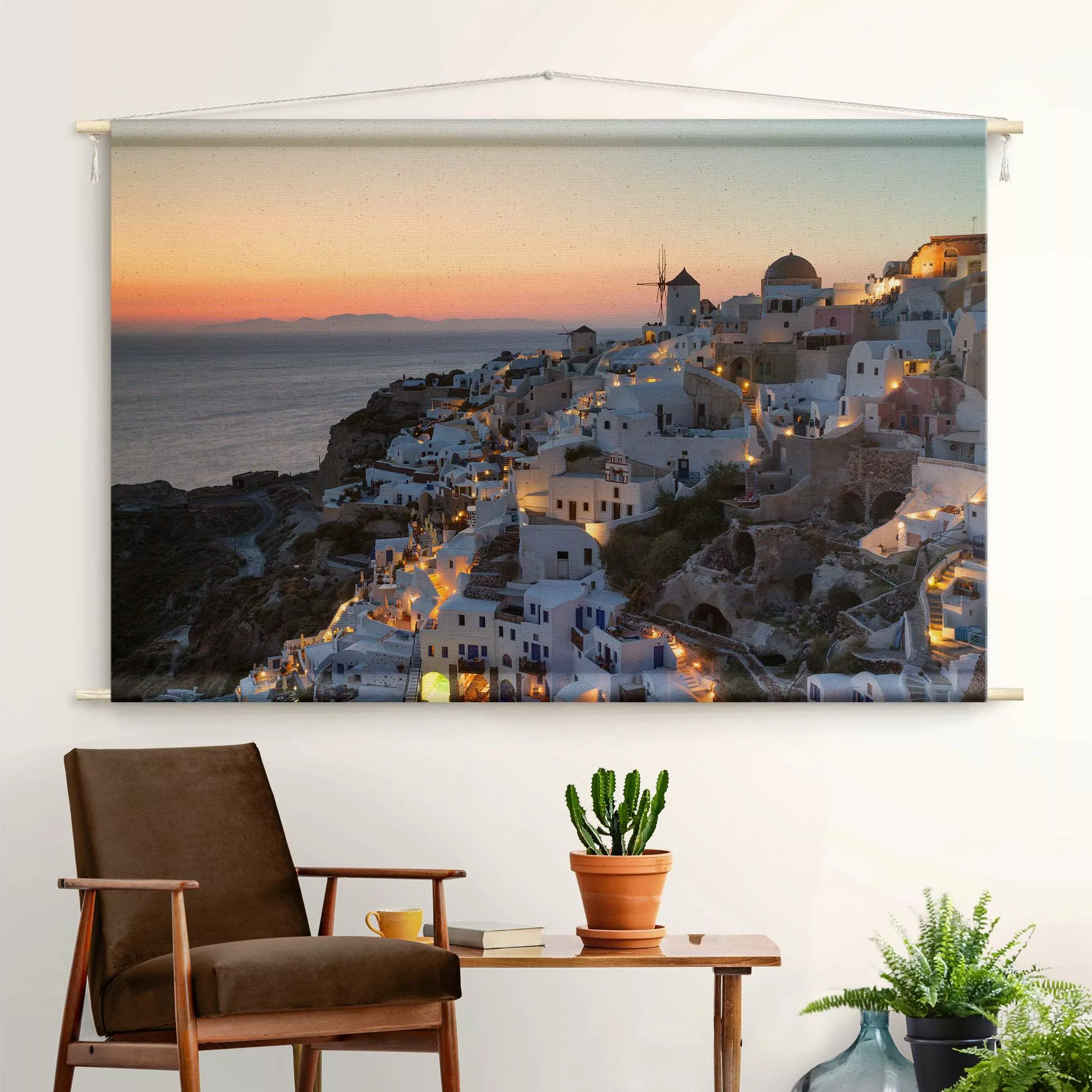 Wandteppich Santorini bei Nacht günstig online kaufen