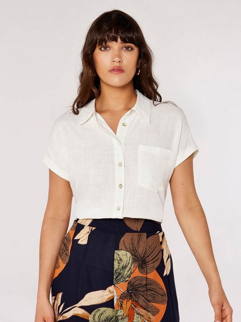 Apricot Klassische Bluse in unifarben, mit Umschlagärmeln günstig online kaufen
