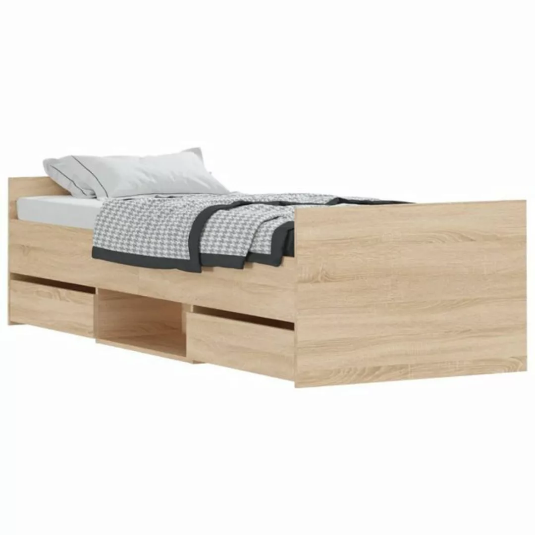 furnicato Bett Bettgestell mit Kopf- und Fußteil Sonoma-Eiche 75x190 cm günstig online kaufen