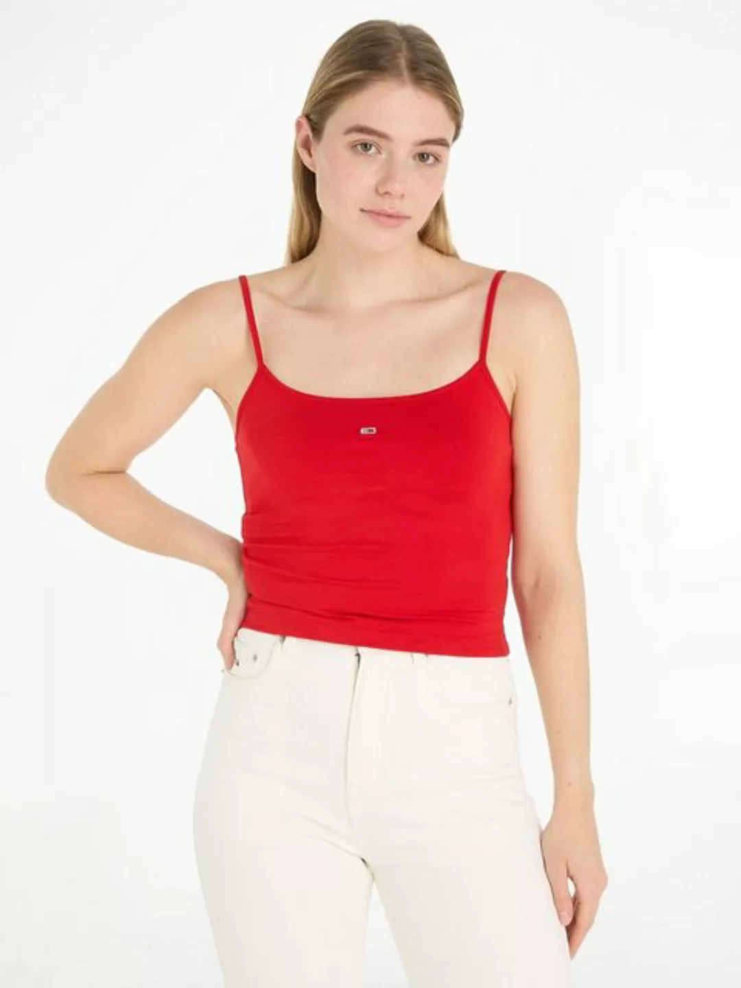 Tommy Jeans Spaghettitop Crop Essential Strap Tank Top, kurz mit verstellba günstig online kaufen