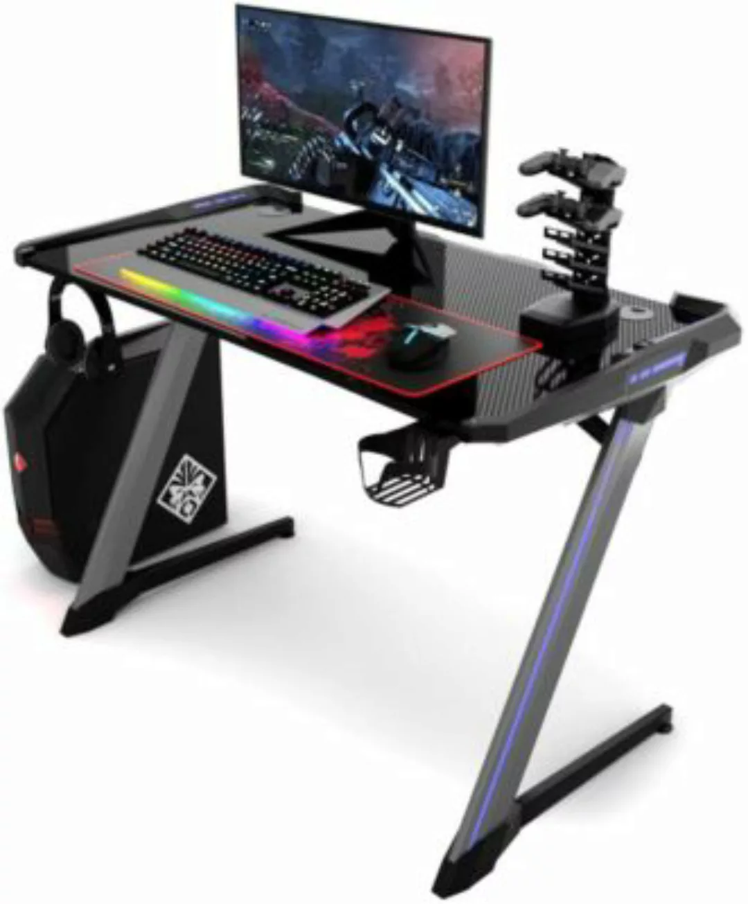 COSTWAY® Schreibtisch Gaming Tisch mit RGB-Led schwarz günstig online kaufen