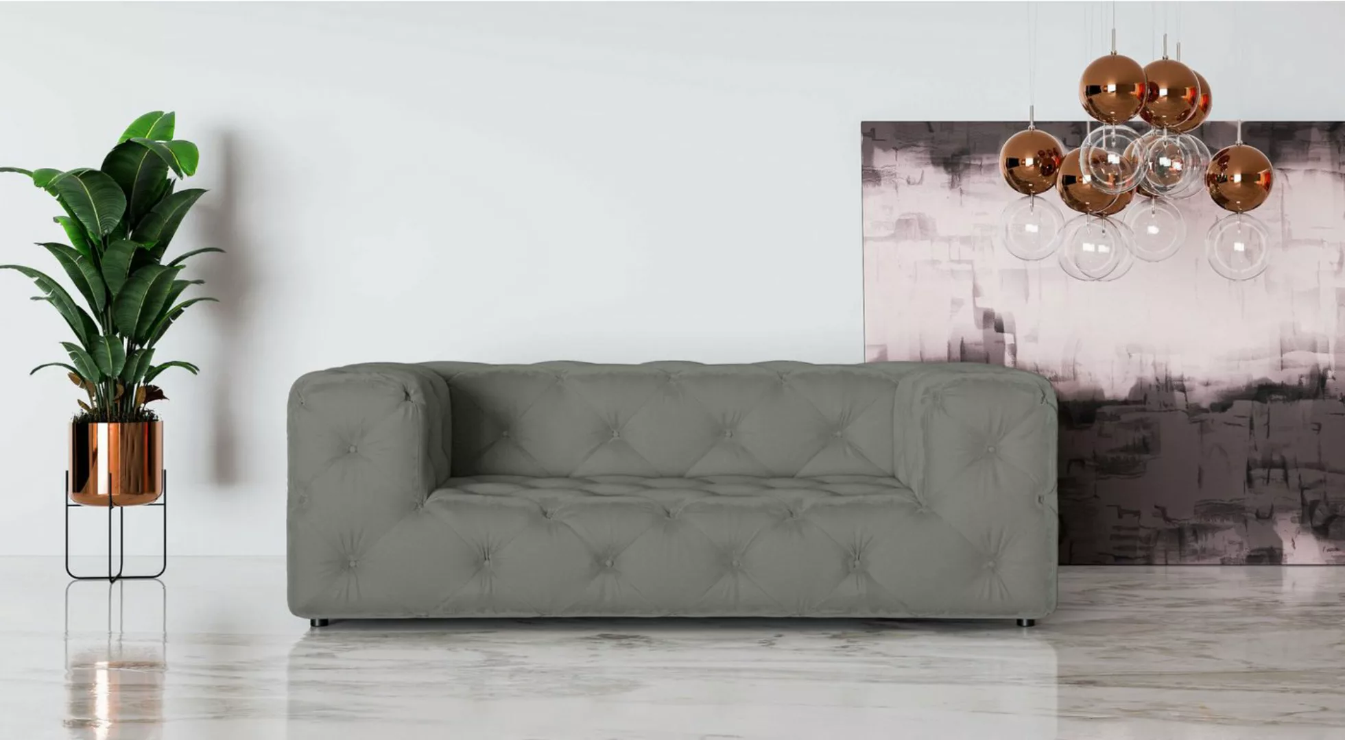 Places of Style 2-Sitzer FOLLINA, 2-Sitzer Sofa mit klassischer Chesterfiel günstig online kaufen