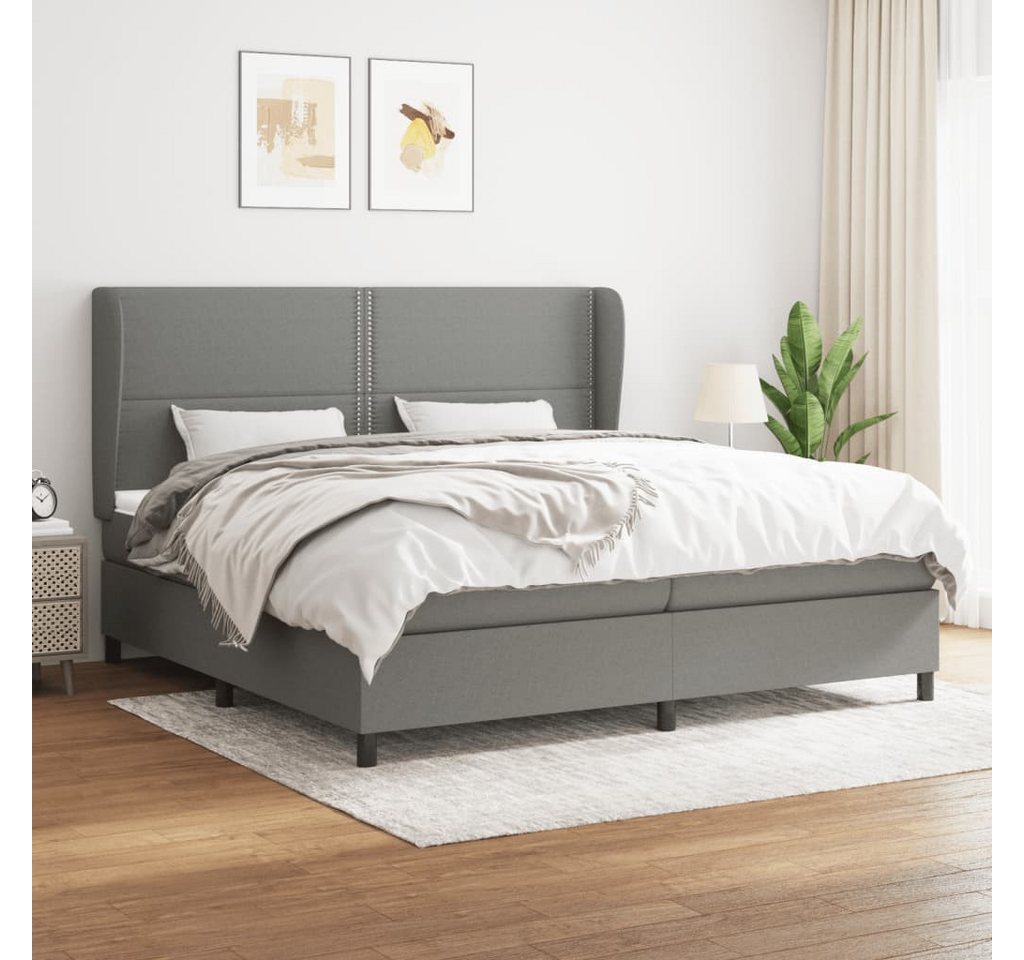 vidaXL Boxspringbett Boxspringbett mit Matratze Dunkelgrau 200x200 cm Stoff günstig online kaufen