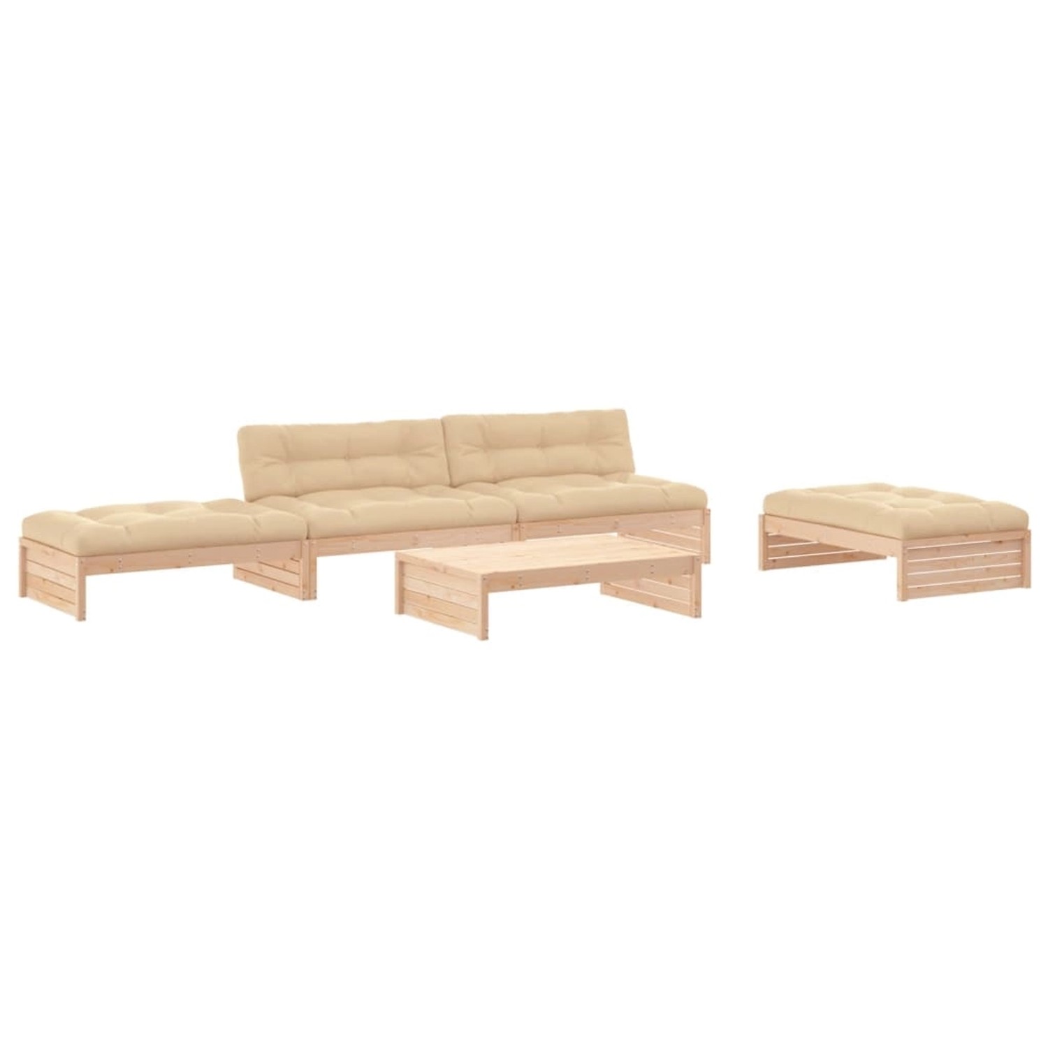 vidaXL 5-tlg Garten-Lounge-Set mit Kissen Massivholz Modell 9 günstig online kaufen