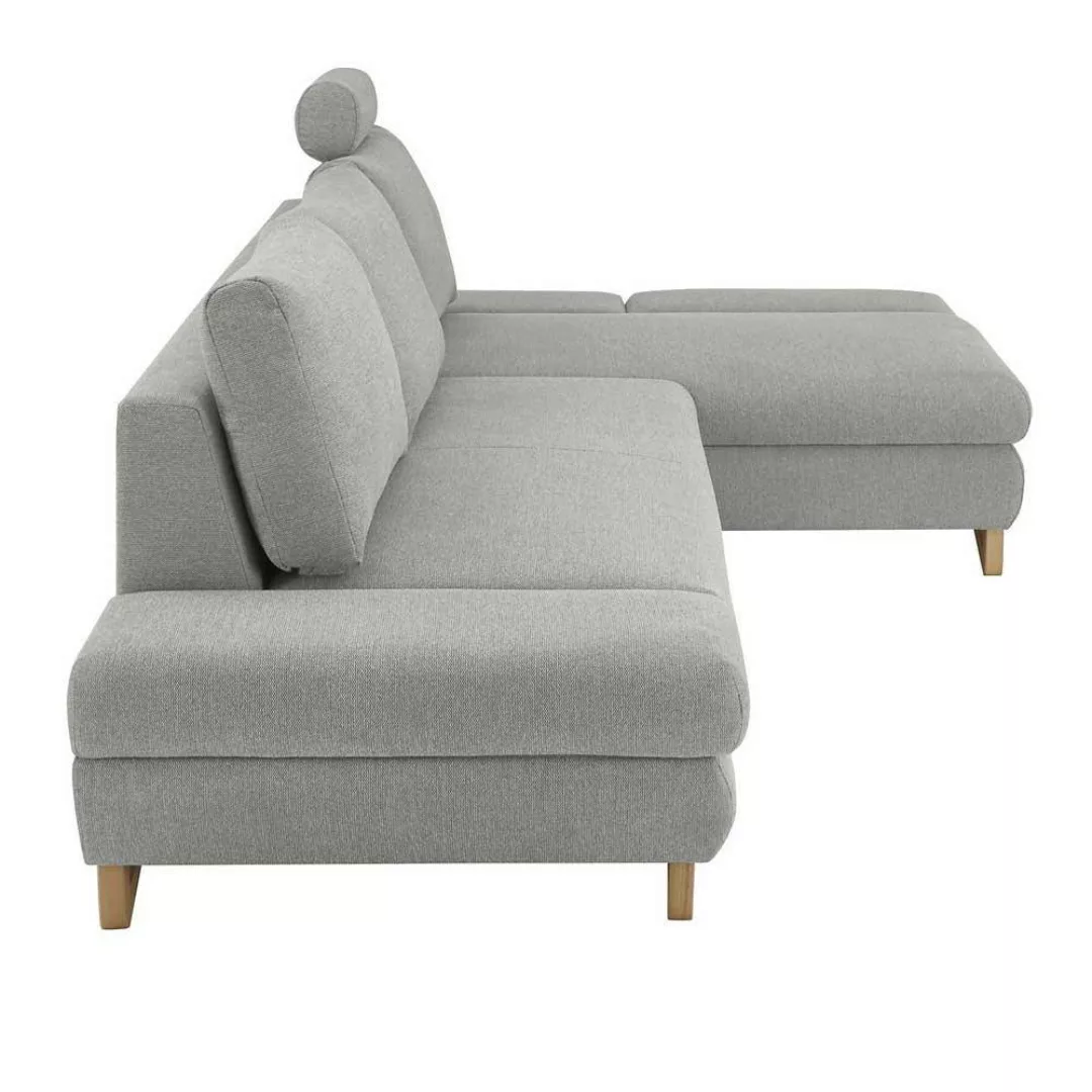 Eck Couch Stoff Silbergrau im Skandi Design Vierfußgestell aus Holz günstig online kaufen