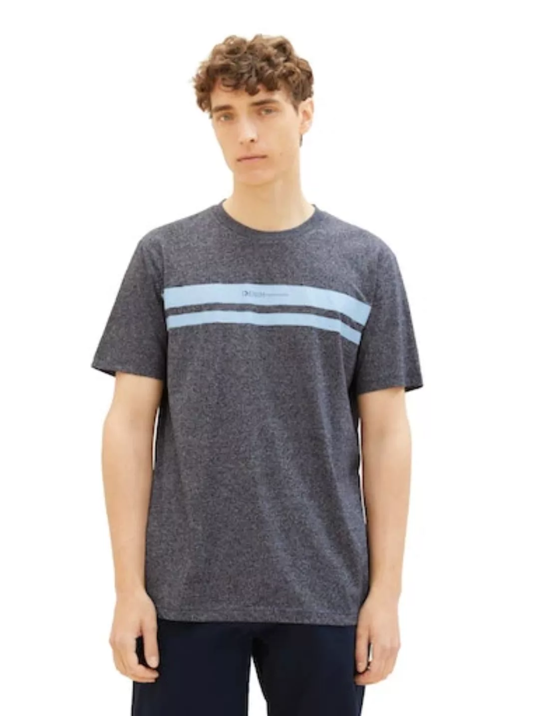 Tom Tailor Denim Herren T-Shirt DOUBLE STRIPE - Regular Fit günstig online kaufen