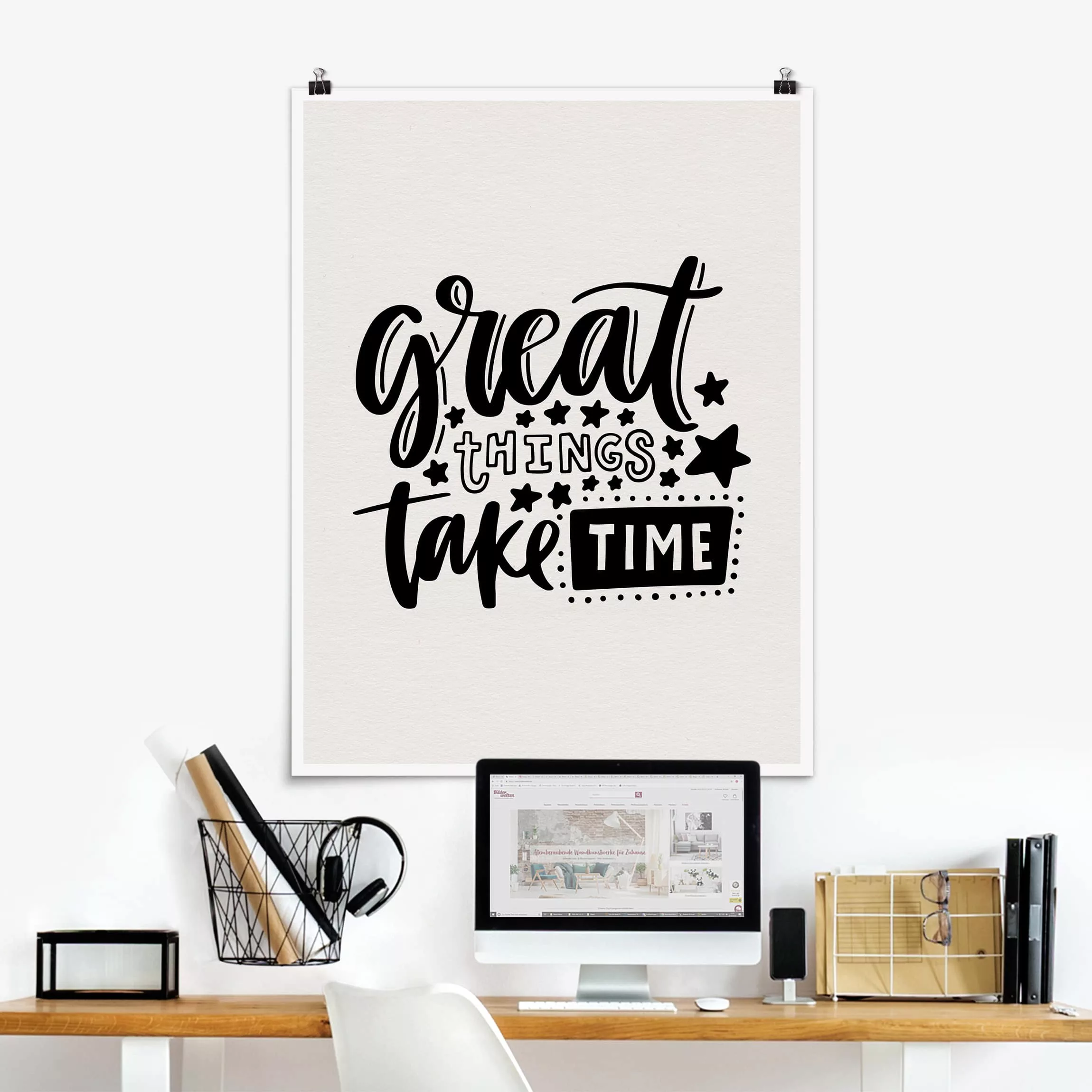 Poster Spruch - Hochformat Great things take time günstig online kaufen