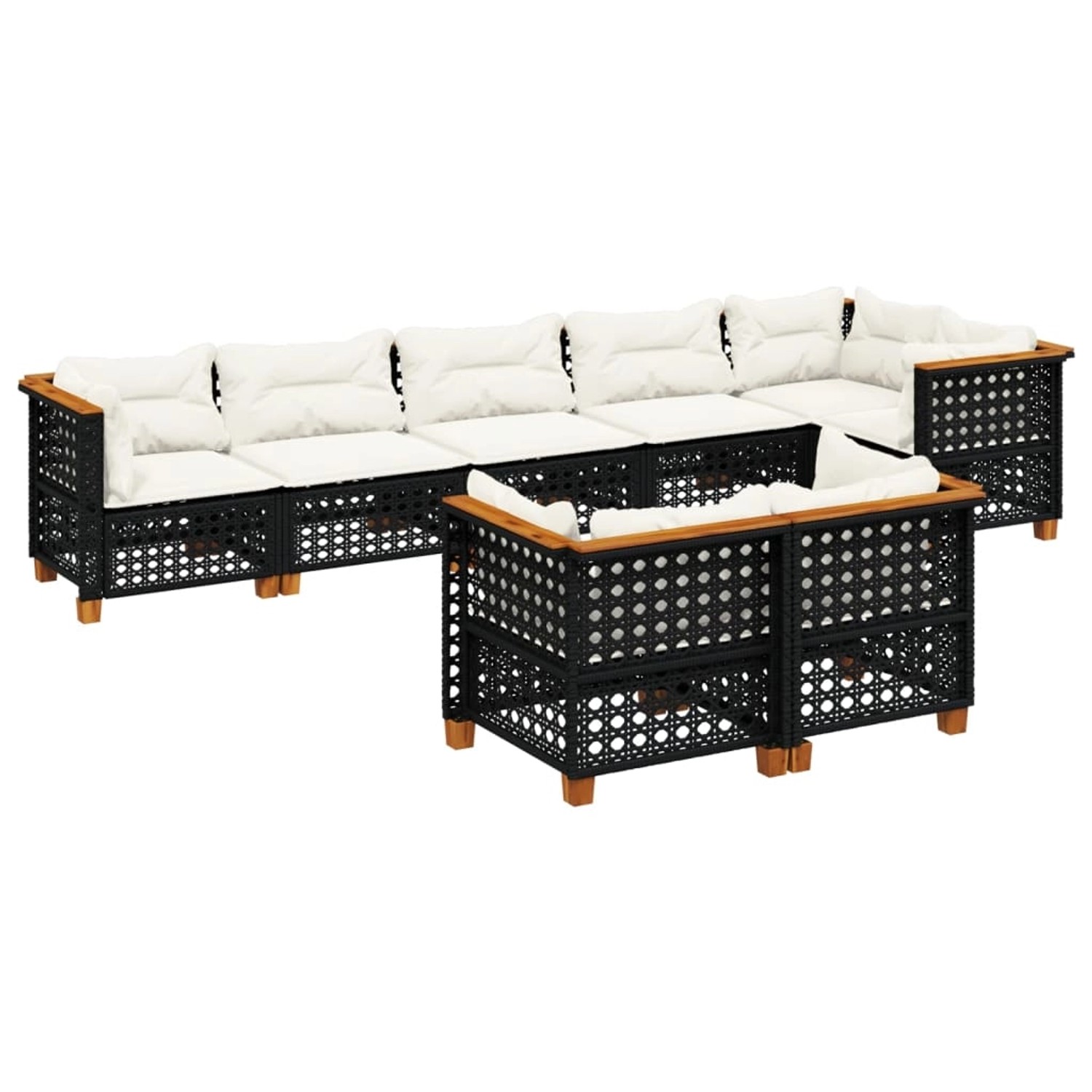 vidaXL 8-Tlg Garten-Sofagarnitur mit Kissen Schwarz Poly Rattan 3261890 günstig online kaufen