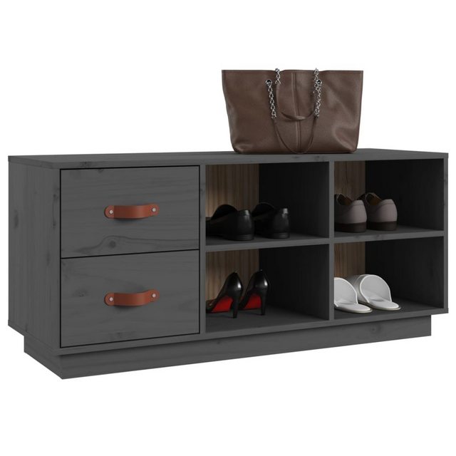 vidaXL Schuhschrank Schuhregal Schuhbank Grau 100x34x45 cm Massivholz Kiefe günstig online kaufen