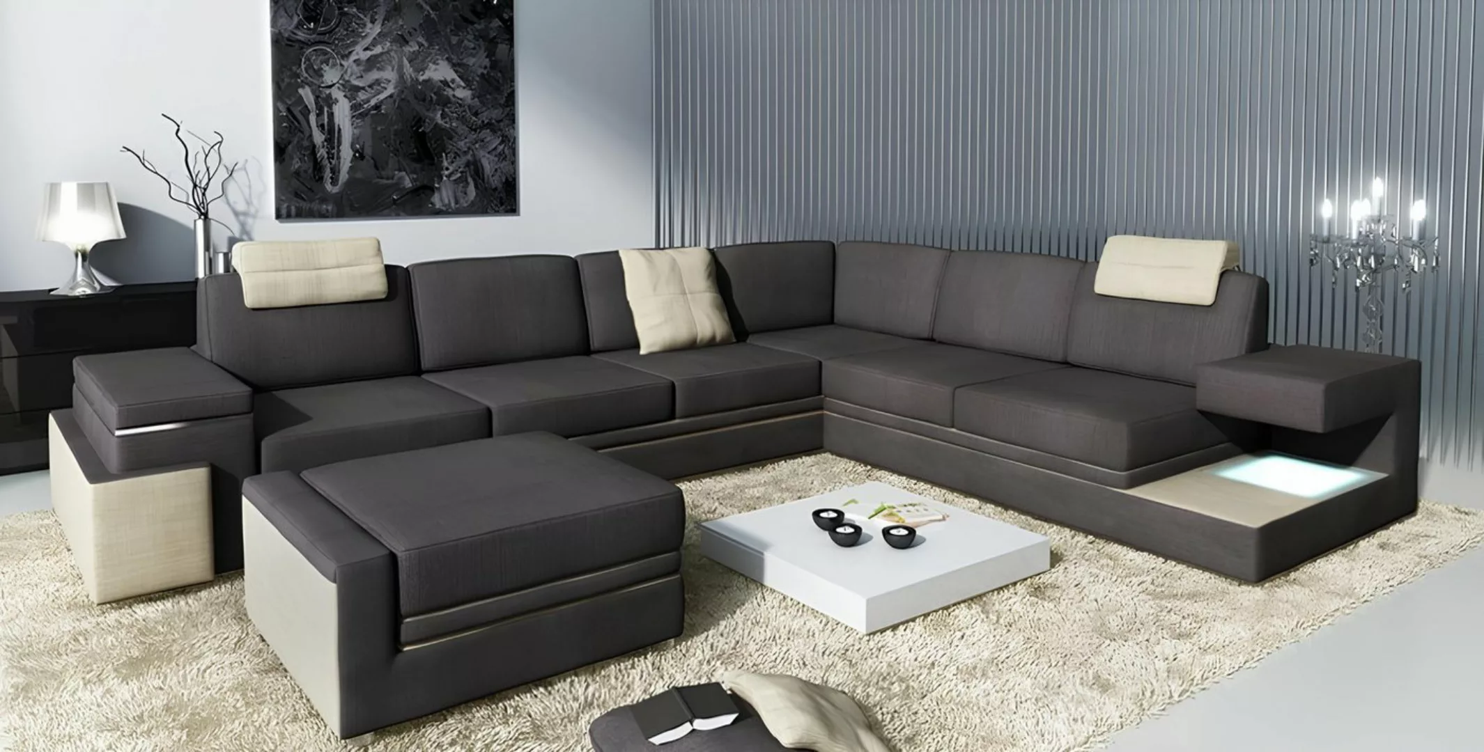 Xlmoebel Ecksofa Großes Wohnzimmer-Sofa mit Eckpolsterung in Textilbezug., günstig online kaufen