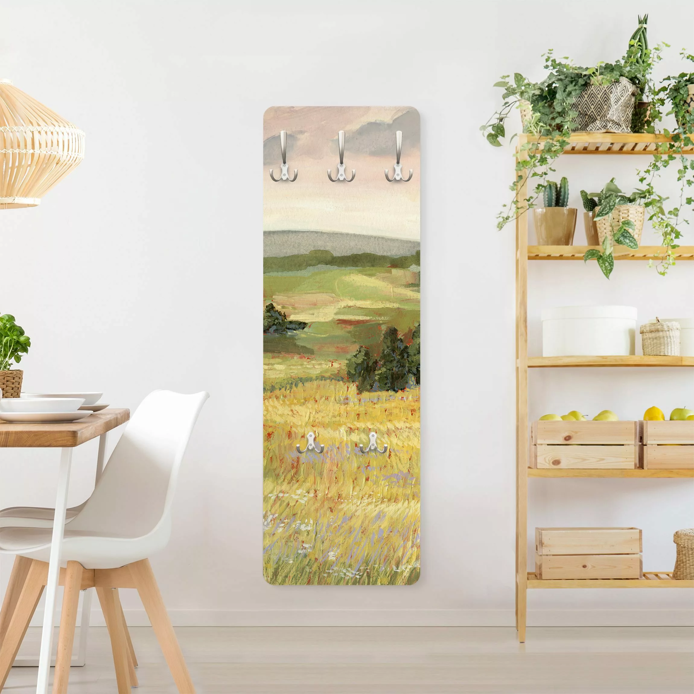 Wandgarderobe Holzpaneel Natur & Landschaft Wiese am Morgen I günstig online kaufen