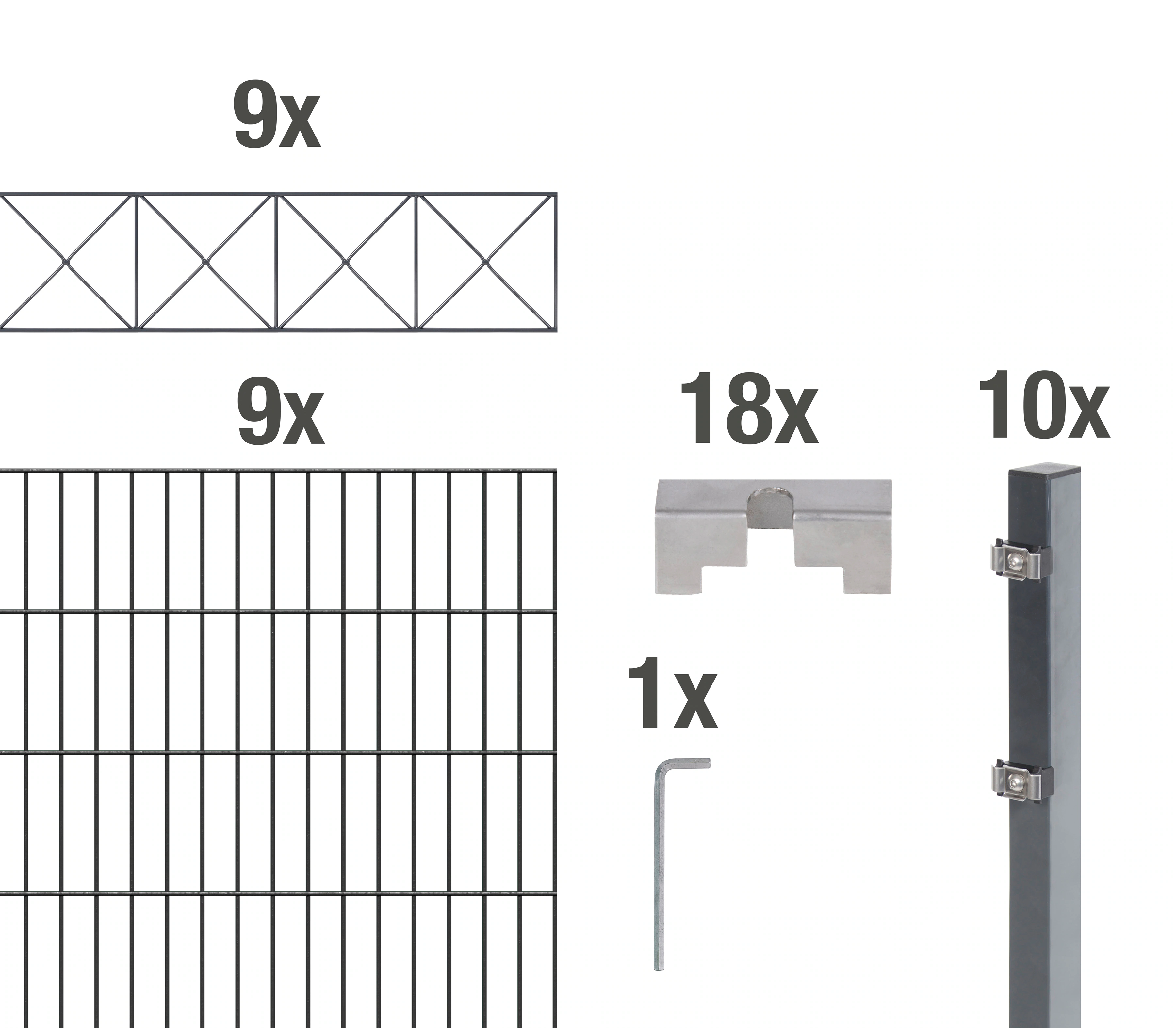 Alberts Doppelstabmattenzaun "Nexus", anthrazit, Höhe: 100-160cm, Gesamtlän günstig online kaufen