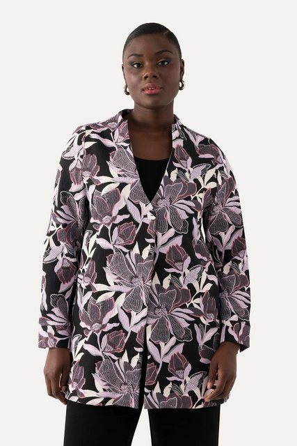 Ulla Popken Sommerjacke Jacquard-Jacke Blüten Kelchkragen günstig online kaufen