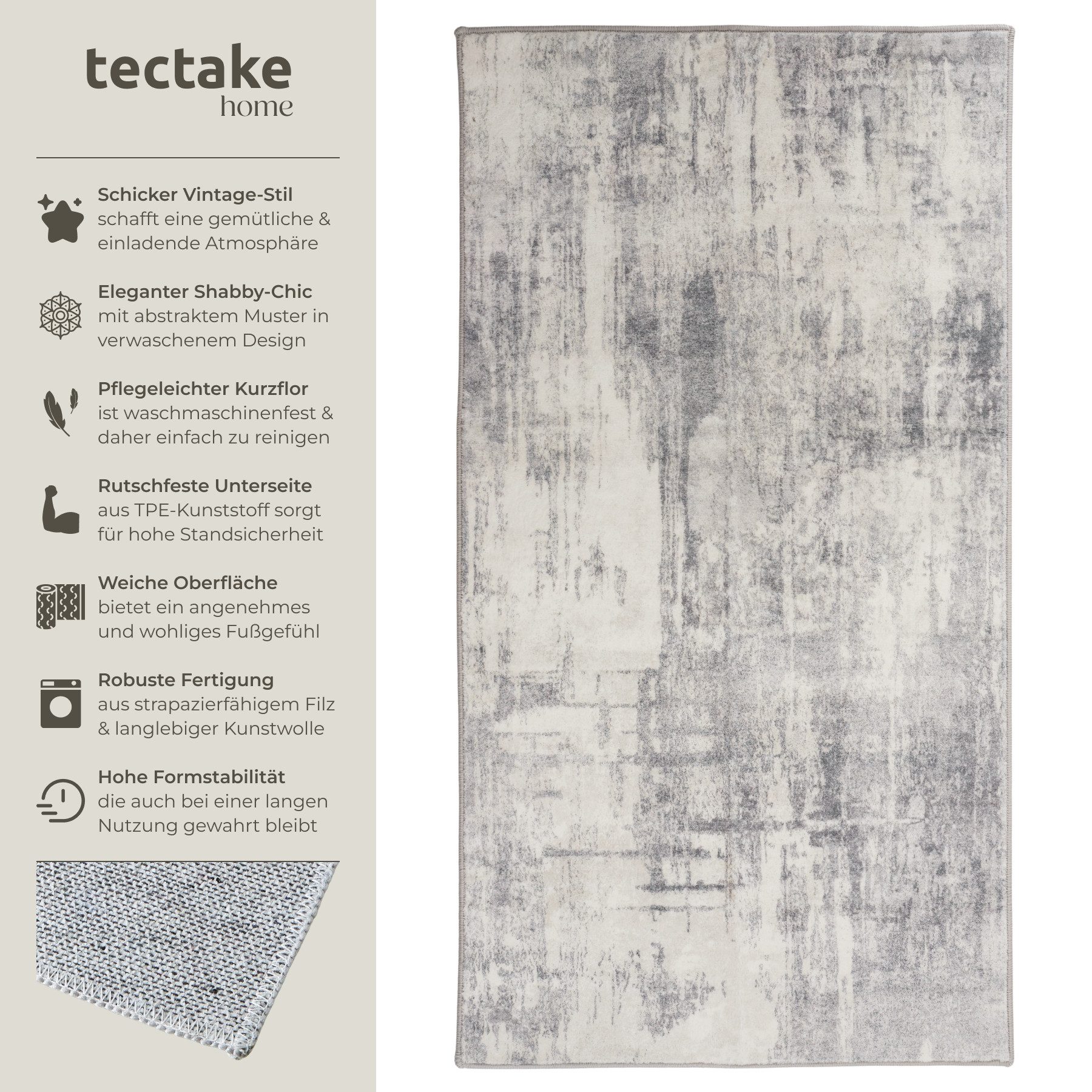 tectake Teppich Vintage Designer Teppich, eckig, günstig online kaufen