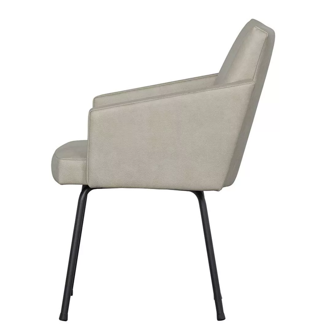 Esstisch Stühle mit Armlehnen aus Kunstleder Gestell aus Metall (2er Set) günstig online kaufen