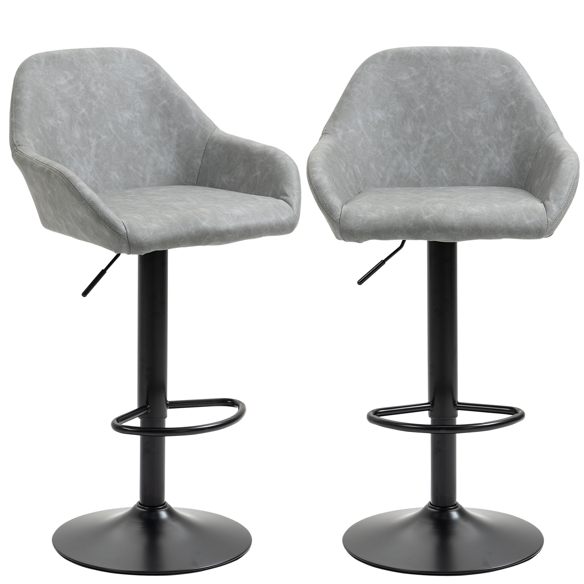 HOMCOM Set mit 2 Barhockern, moderne Barhocker mit Rückenlehne und Fußstütz günstig online kaufen