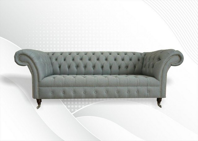 Xlmoebel Sofa Bequemes Chesterfield-Sofa in Grau aus Stoff mit Polstern für günstig online kaufen