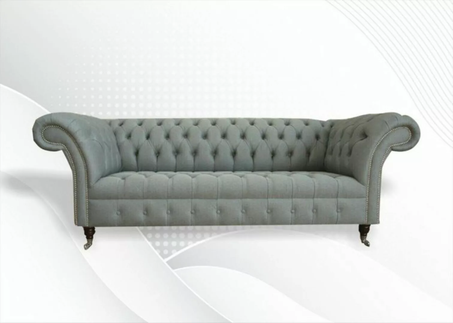 Xlmoebel Sofa Bequemes Chesterfield-Sofa in Grau aus Stoff mit Polstern für günstig online kaufen