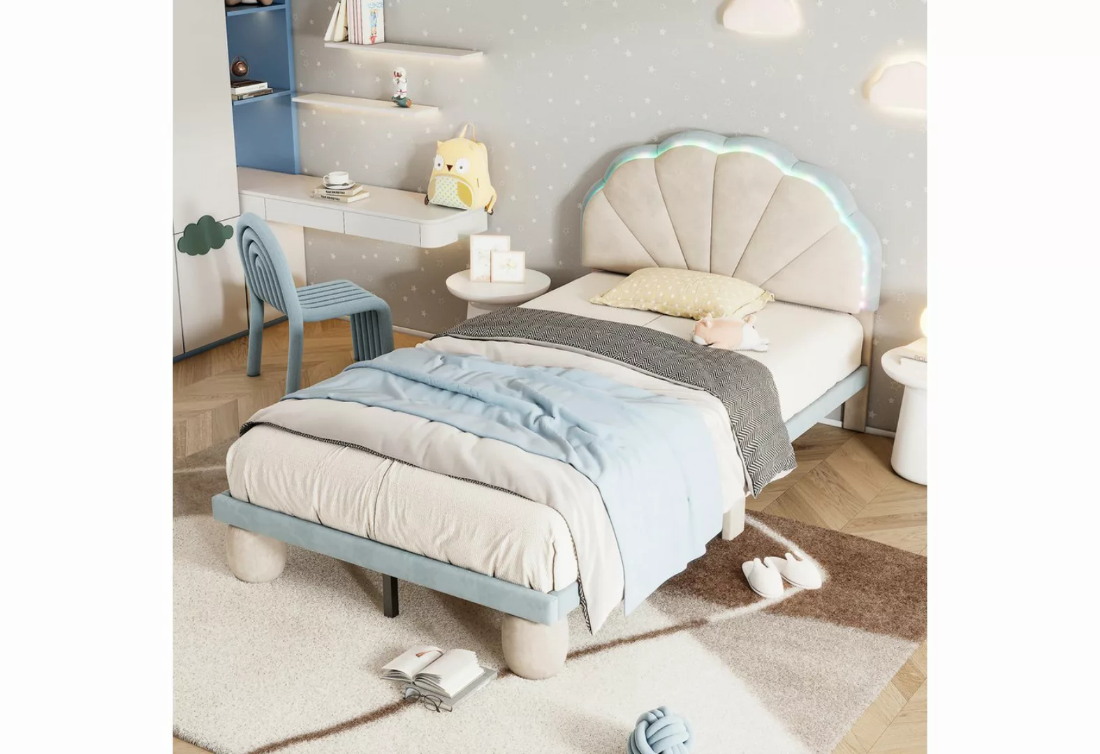 REDOM Kinderbett Einzelbett Polsterbett,mit mehrfarbigen, wechselnden LED L günstig online kaufen