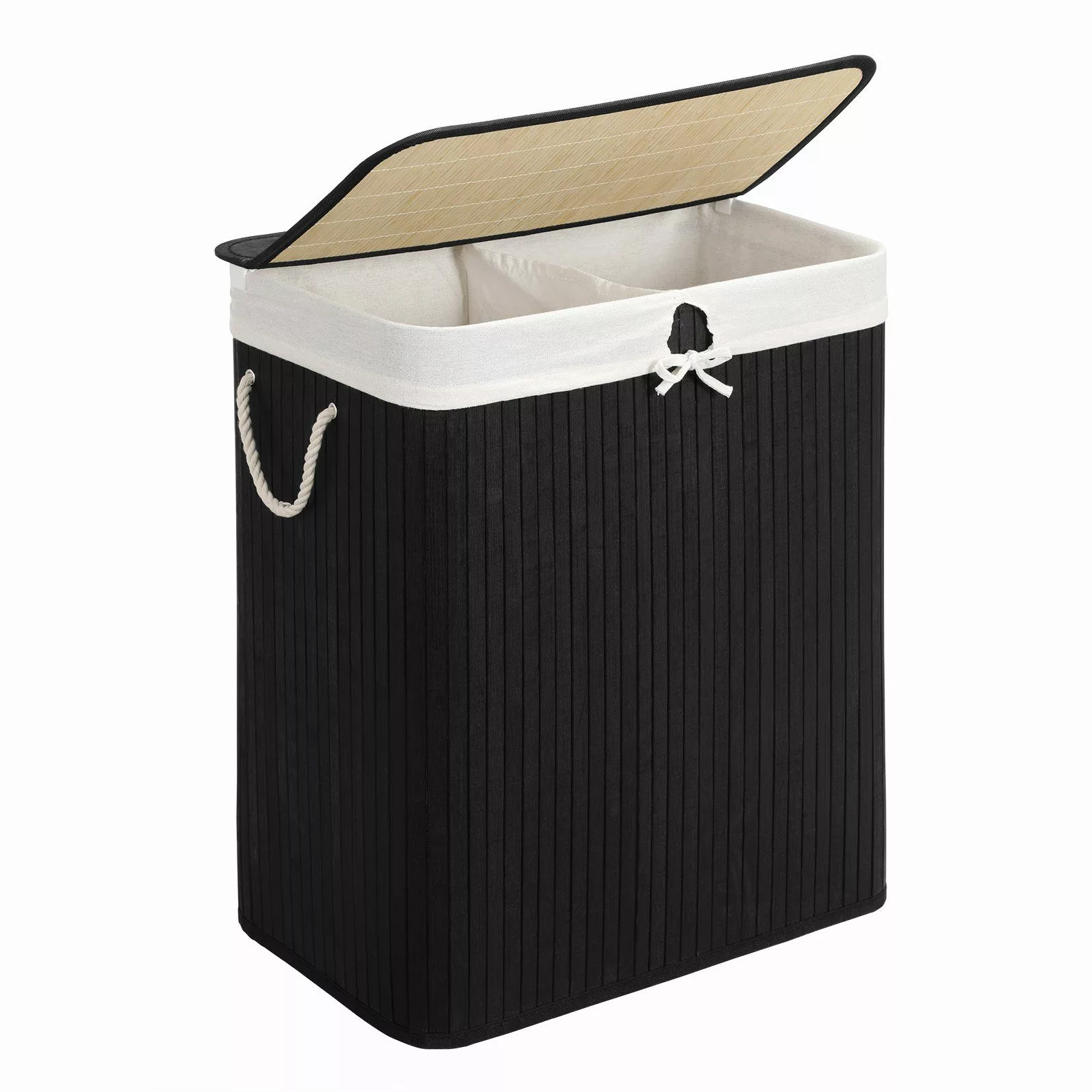 SONGMICS Wäschekorb, aus Bambus, mit 2 günstig online kaufen