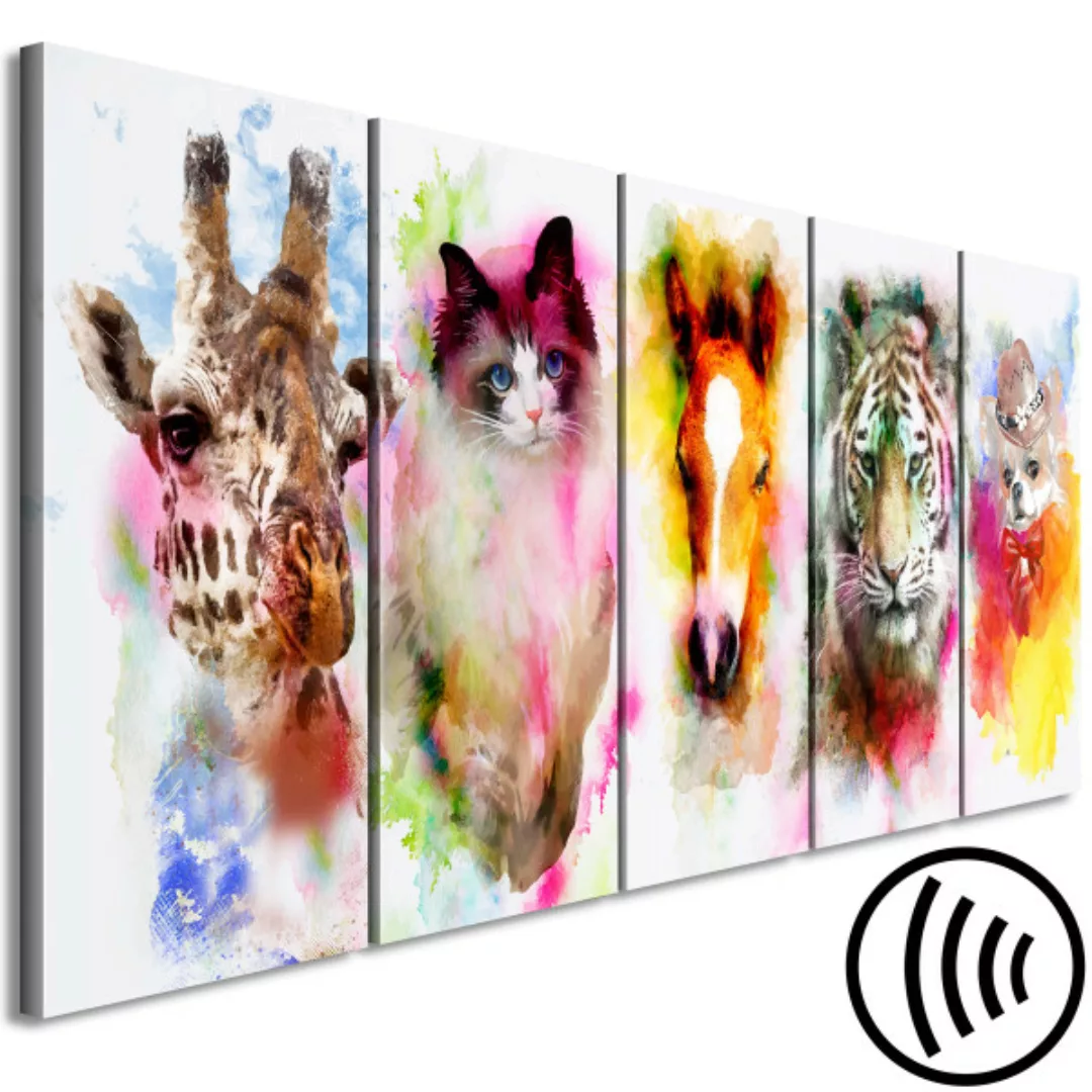 Wandbild Watercolour Animals (5 Parts) Narrow XXL günstig online kaufen