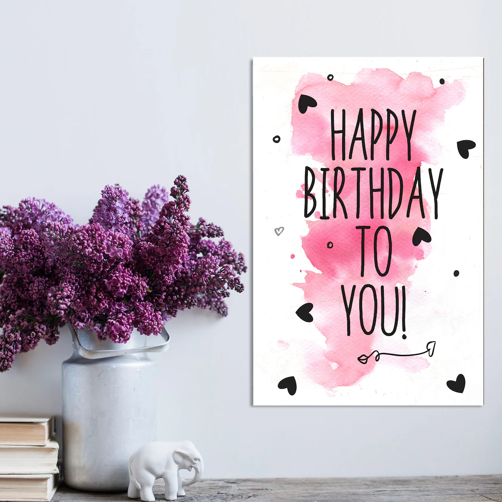 queence Metallbild "Your Birthday", Schriftzüge, (1 St.), Stahlschilder günstig online kaufen
