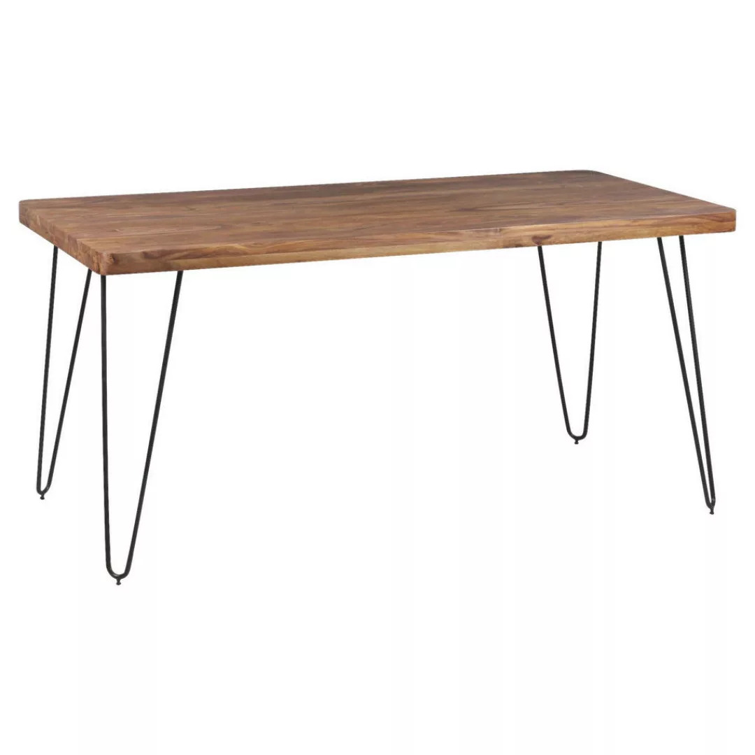 Esstisch BAGLI Massivholz Sheesham 160 cm Esszimmer-Tisch Holztisch Metallb günstig online kaufen