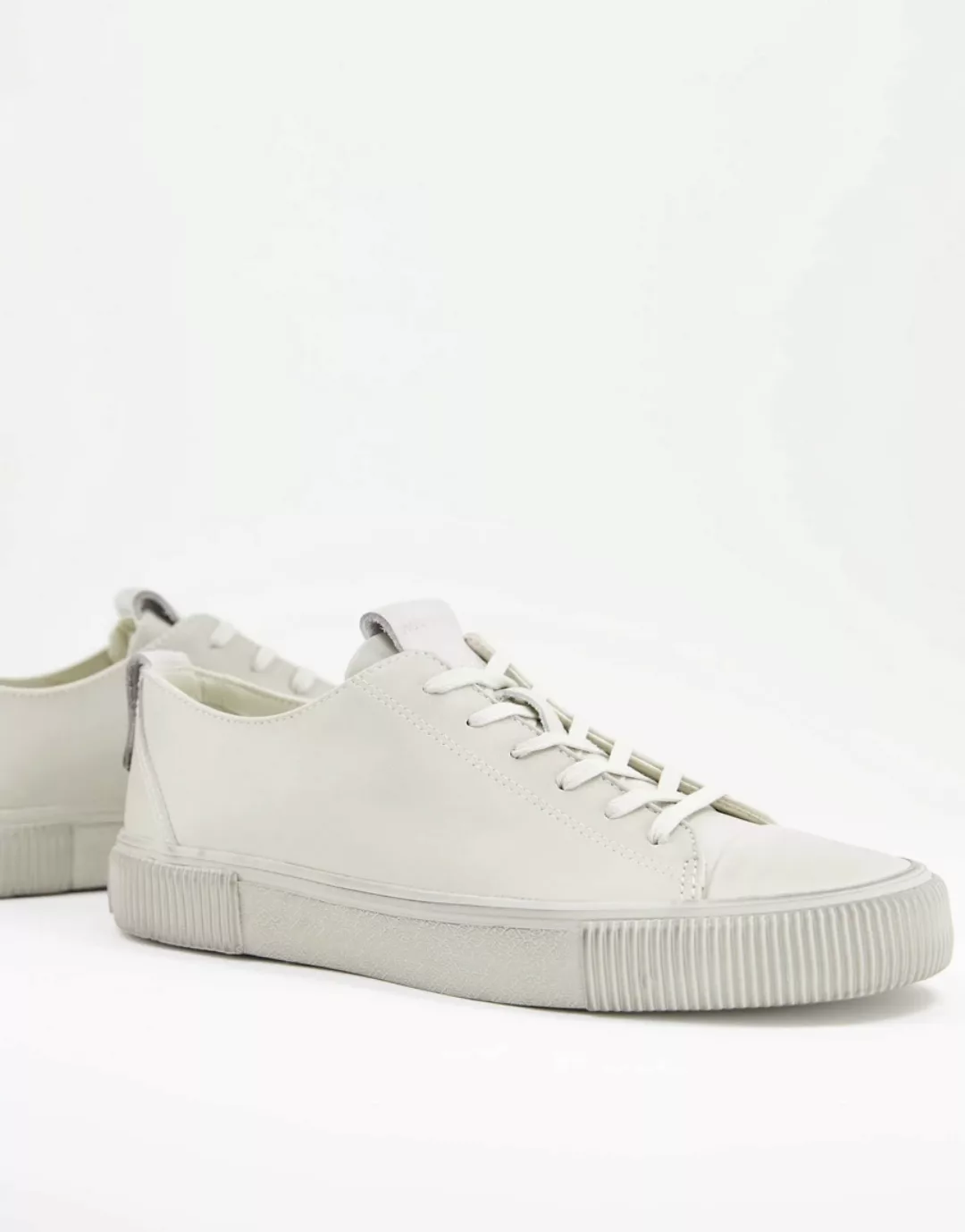 All Saints – Sneaker aus Leder in Kreideweiß mit niedrigem Schaft-Neutral günstig online kaufen