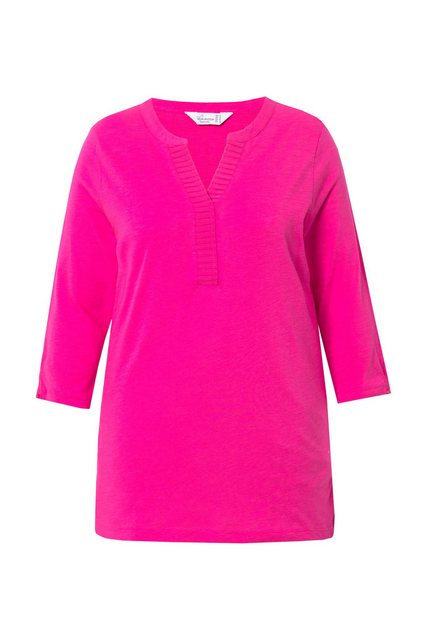 MIAMODA Rundhalsshirt Blusenshirt Straight Fit Ausschnitt mit Chiffon günstig online kaufen