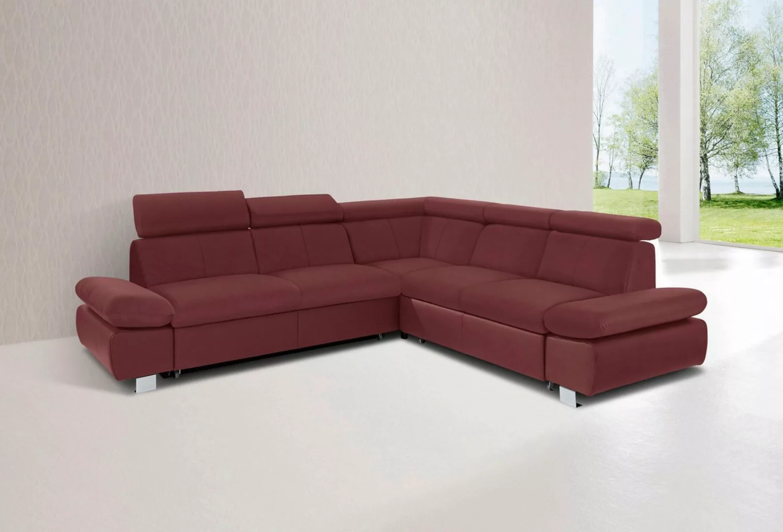 exxpo - sofa fashion Ecksofa Happy, modern und bequem, L-Form, inkl. Kopfte günstig online kaufen