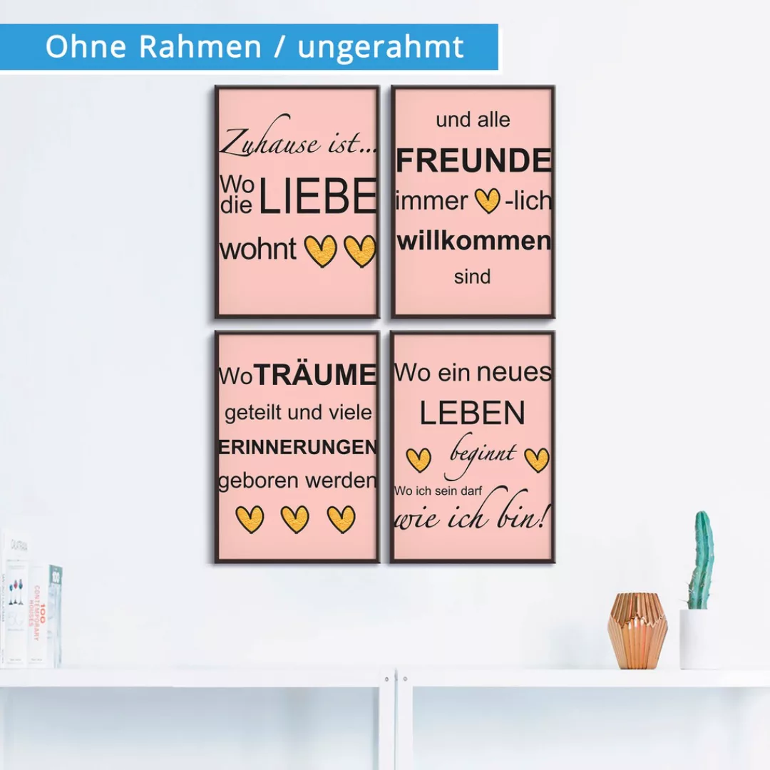 Artland Poster »Wo die Liebe wohnt«, Sprüche & Texte, (4 St.) günstig online kaufen