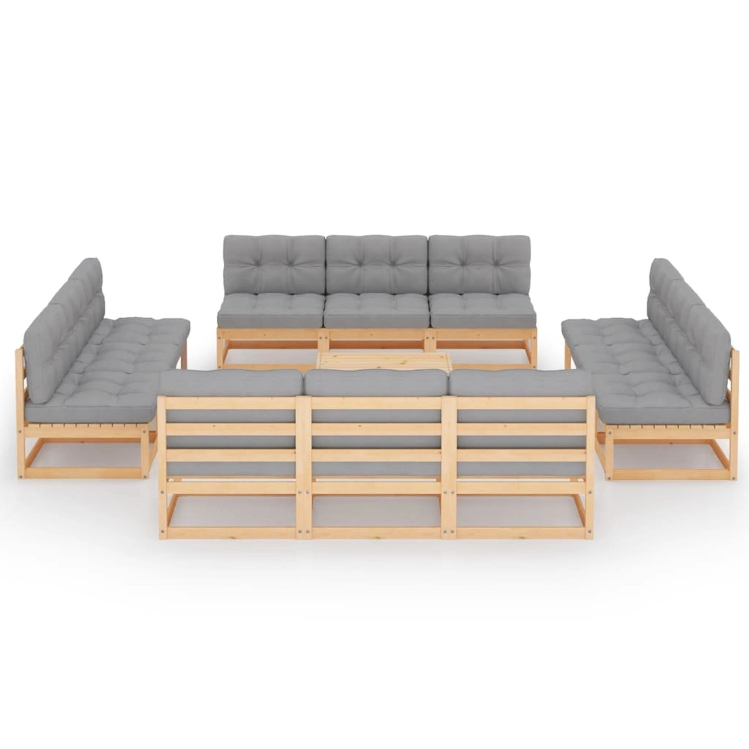 13-tlg. Garten-lounge-set Mit Kissen Kiefer Massivholz günstig online kaufen