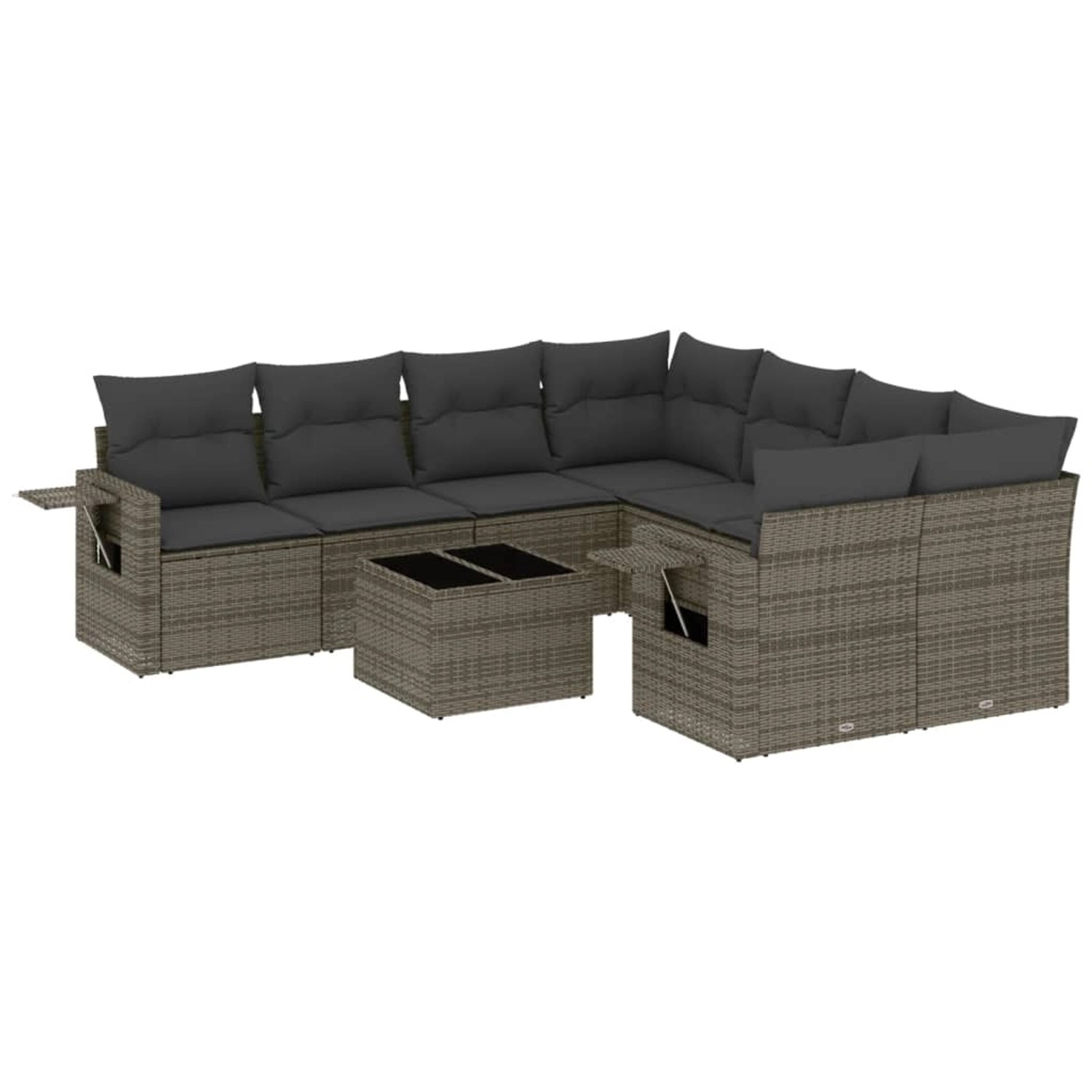 vidaXL 9-Tlg Garten-Sofagarnitur mit Kissen Grau Poly Rattan 3219959 günstig online kaufen