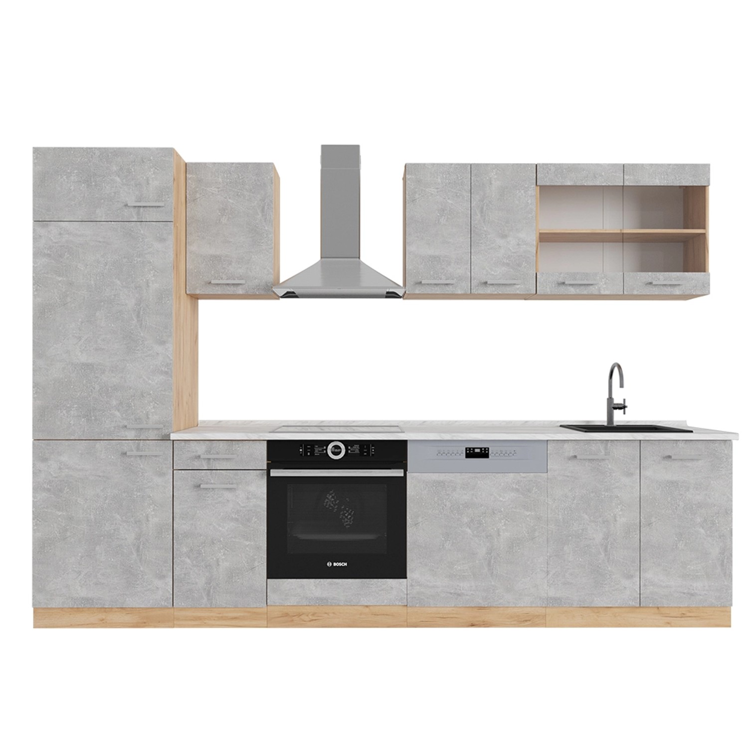 Vicco Küchenzeile R-Line, Beton/Goldkraft Eiche, 300 günstig online kaufen