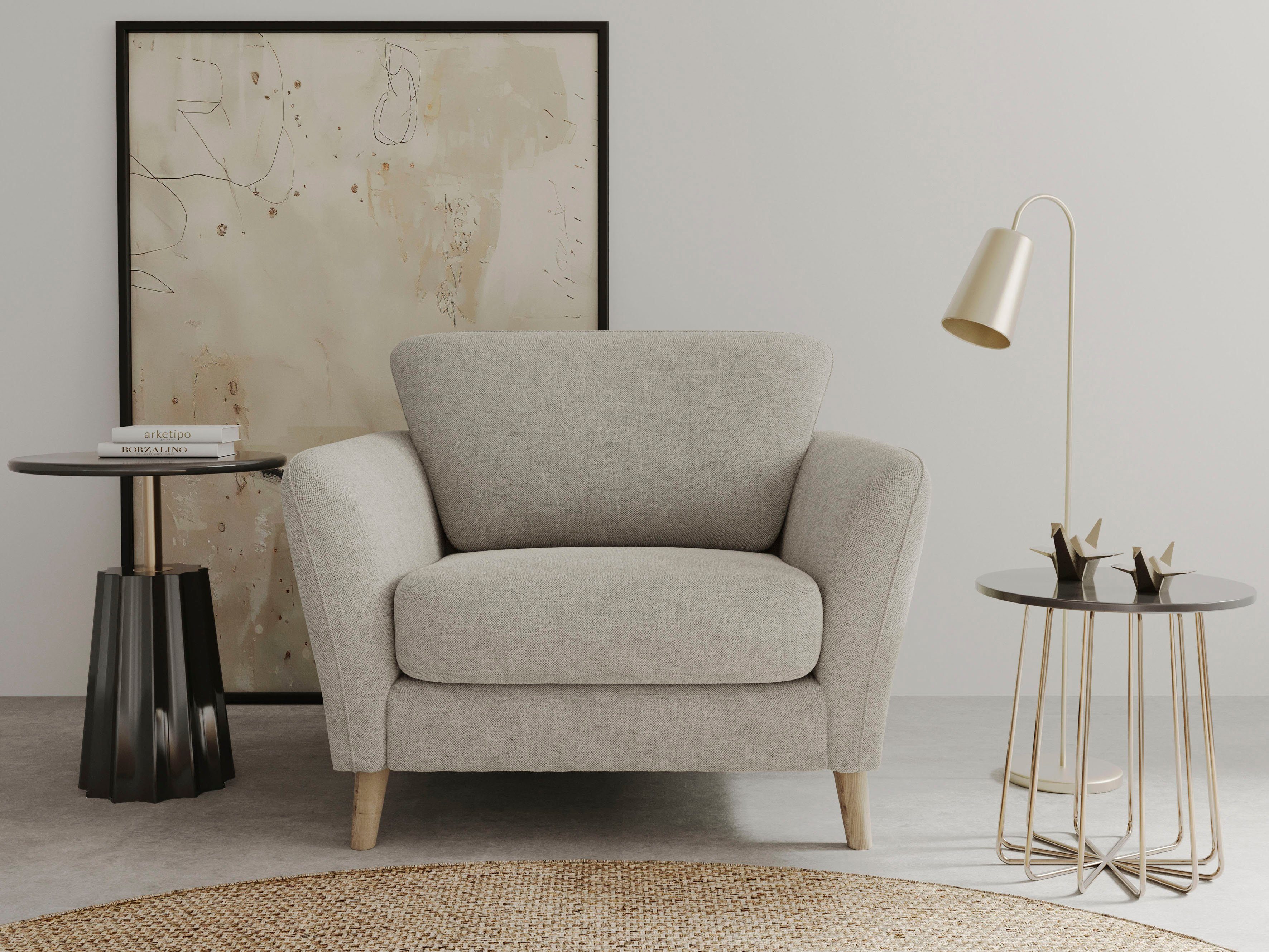 Home affaire Sessel "MARSEILLE", Massivholzbeine Eiche, Landhausstil, Welle günstig online kaufen