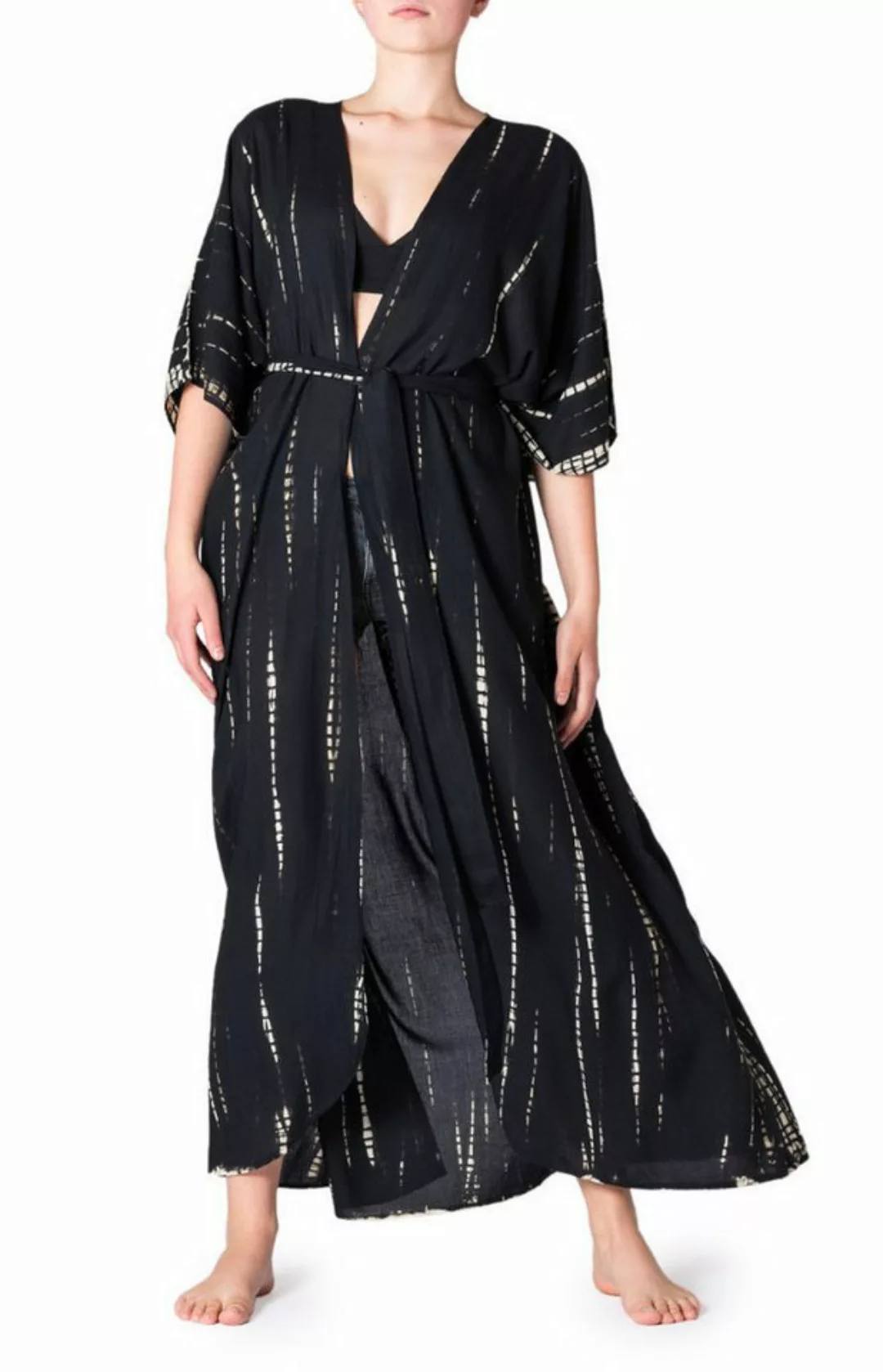 PANASIAM Tunikakleid Damen Kimono Maxi Strandkleid aus natürlicher Viskose günstig online kaufen