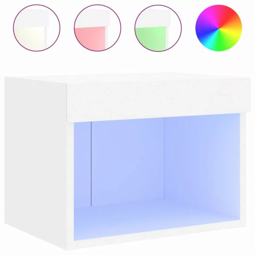 vidaXL TV-Schrank Wand-Nachttisch mit LED-Leuchten Weiß günstig online kaufen