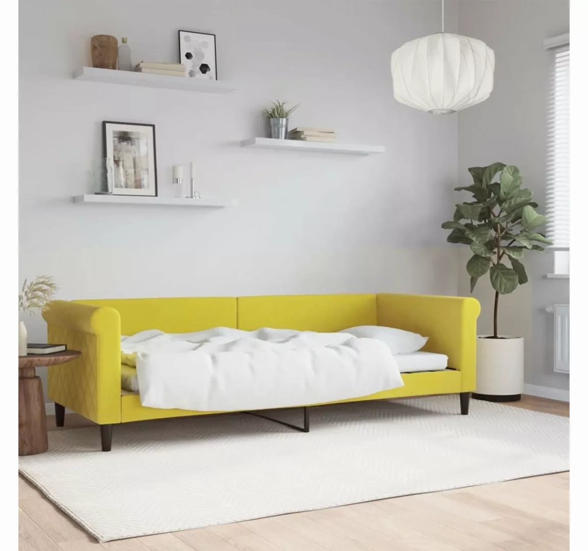 vidaXL Gästebett Tagesbett Gelb 80x200 cm Samt Gästebett Gästecouch Gästeso günstig online kaufen