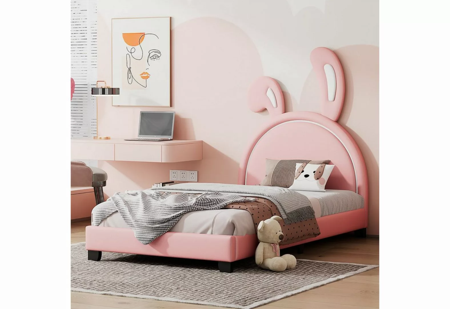 Sweiko Polsterbett, Kinderbett mit Kopfteil in Hasenohrform, 90*200cm günstig online kaufen