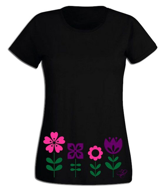 G-graphics T-Shirt Damen T-Shirt - Blumenwiese Pink-Purple-Collection, Slim günstig online kaufen