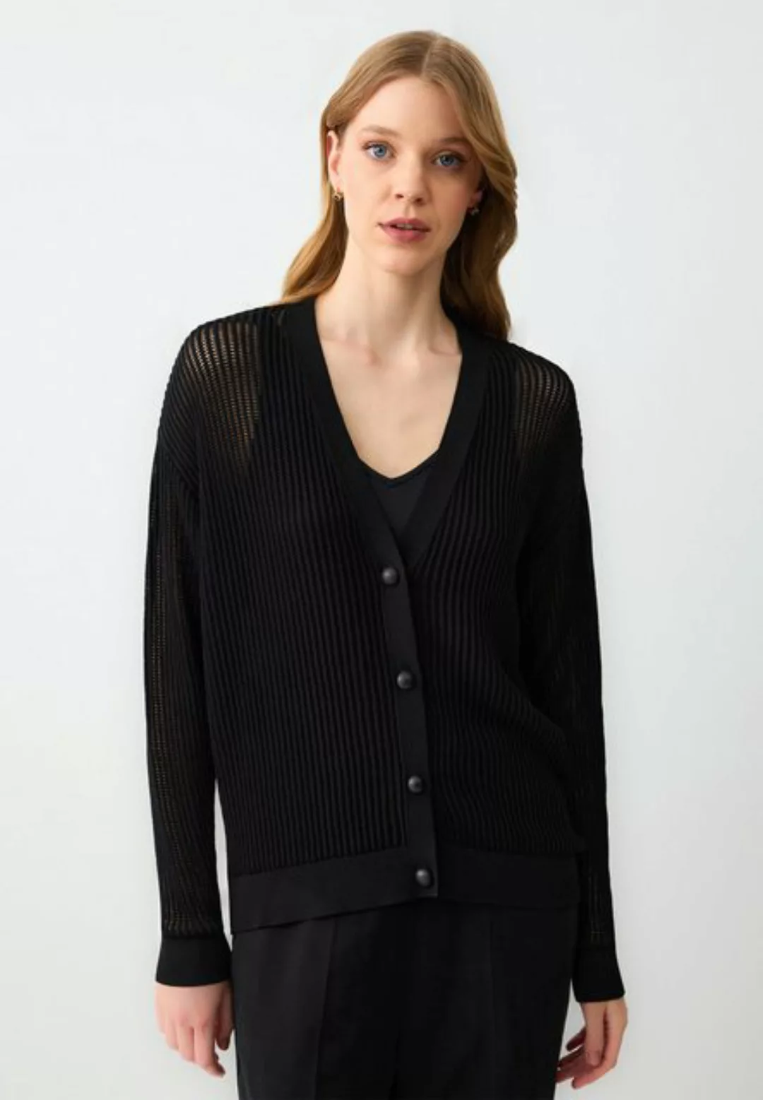 Jimmy Key Cardigan Schwarze Strickjacke Mit Knöpfen günstig online kaufen