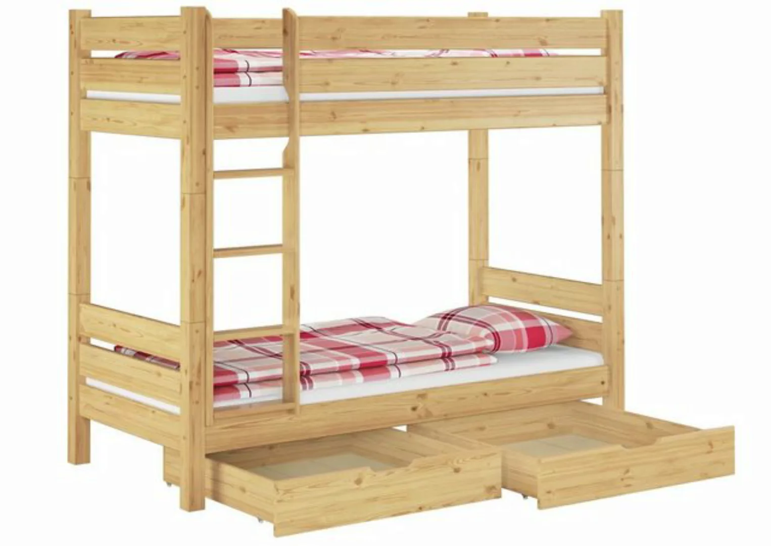 ERST-HOLZ Etagenbett Doppelstockbett mit Bettkasten und Rollroste 90x200 Ki günstig online kaufen