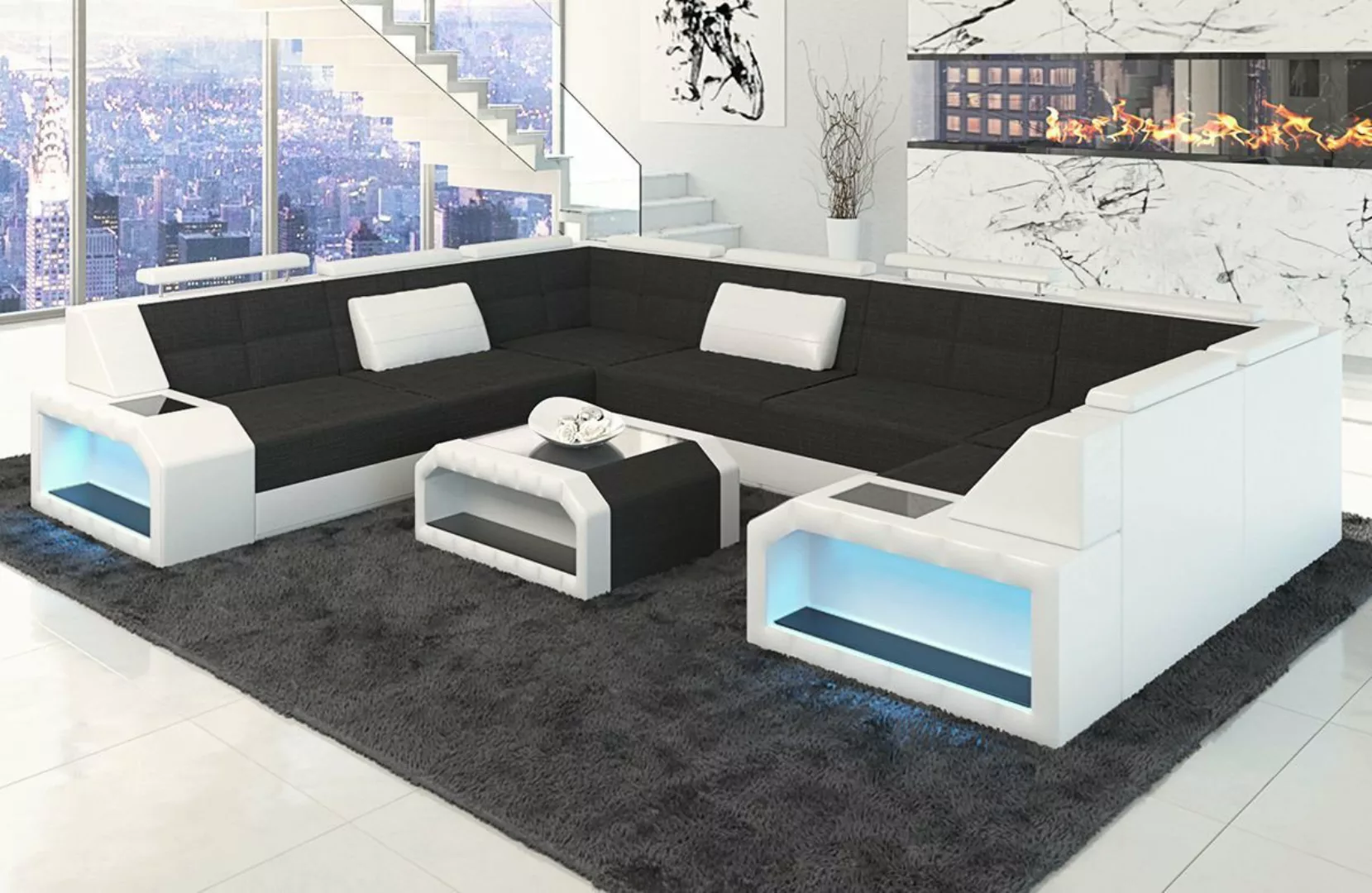 Sofa Dreams Wohnlandschaft Stoff Sofa Pesaro U Form Polster Stoffsofa Couch günstig online kaufen