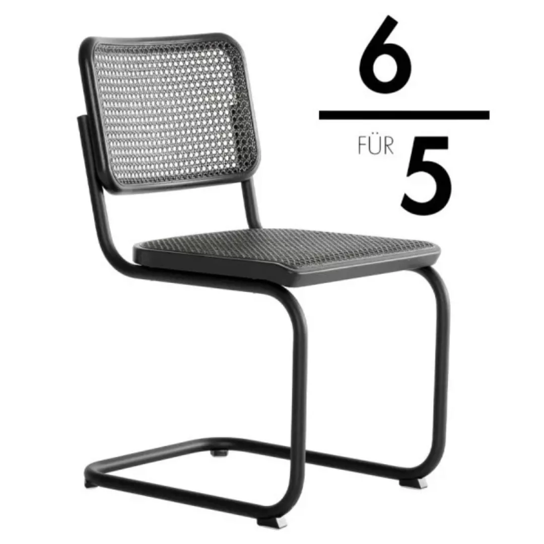 THONET S 32 V Dark Melange schwarz | Stahlrohr-Freischwinger | Gestell schw günstig online kaufen