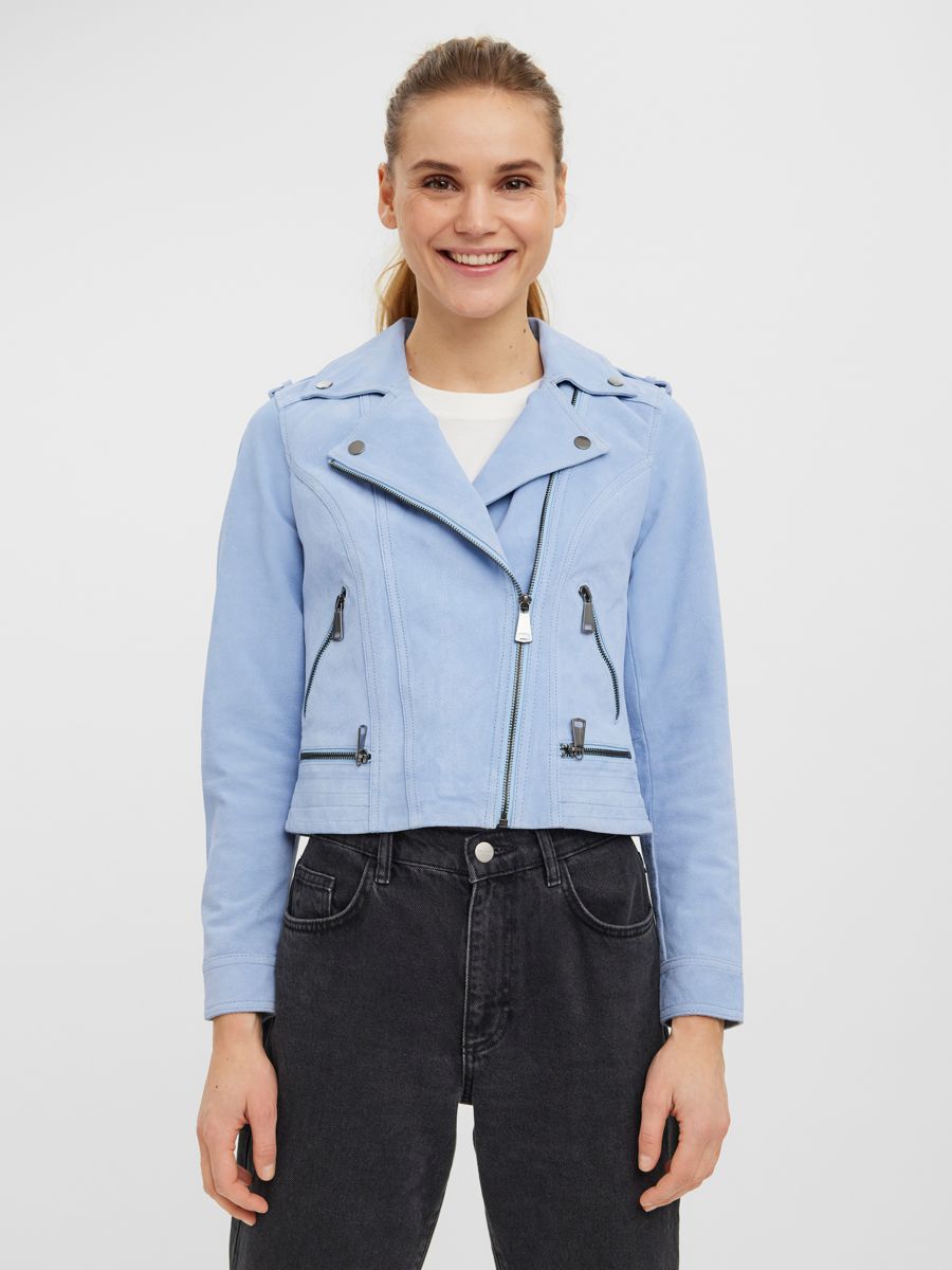 VERO MODA Wildleder Jacke Damen Blau günstig online kaufen