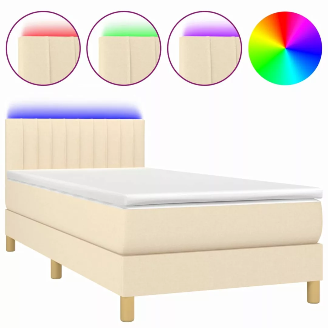 Vidaxl Boxspringbett Mit Matratze & Led Creme 90x200 Cm Stoff günstig online kaufen