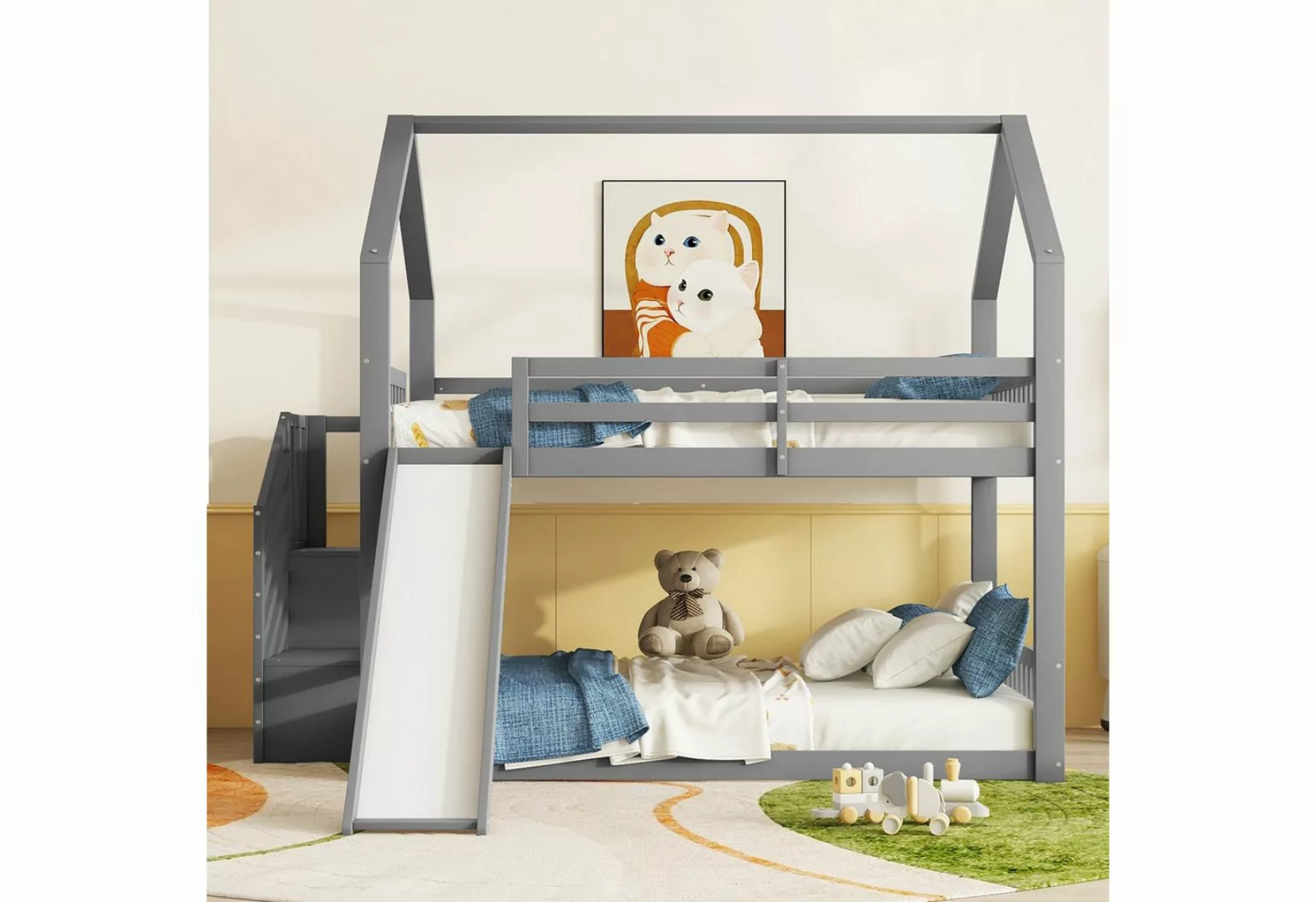 WISHDOR Kinderbett Etagenbett Hausbett Jugendliche (140x200cm) günstig online kaufen