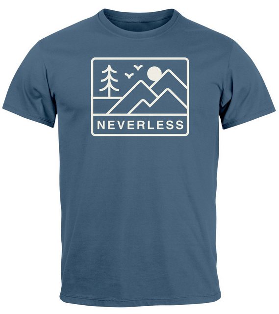 Neverless Print-Shirt Herren T-Shirt Outdoor Grafik Line Art Berge Natur Mä günstig online kaufen